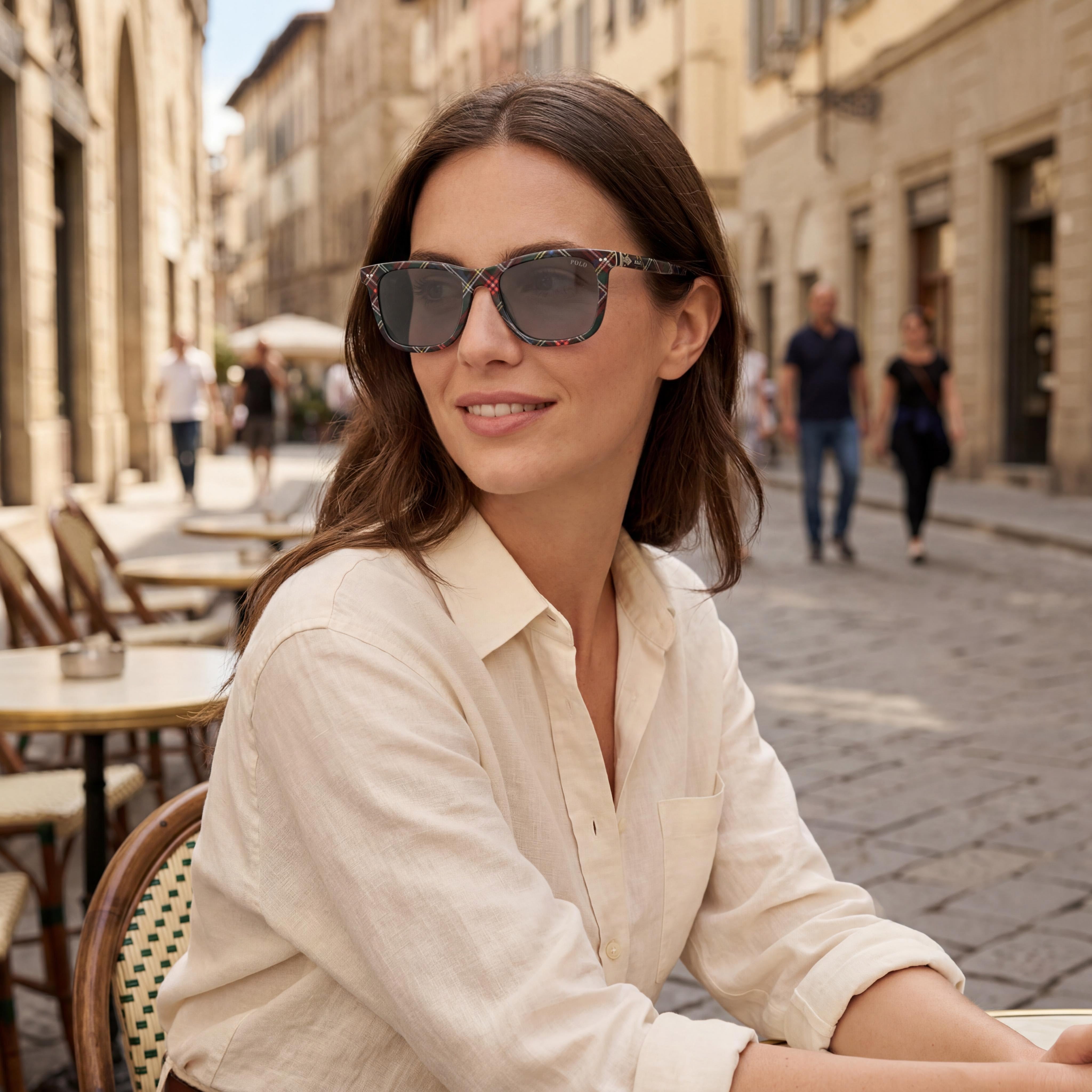 POLO RALPH LAUREN Ph4220u Ajuste Universal Gafas de Sol Cuadradas de Plástico para Mujer, Tartán Rojo Gris Oscuro, Sin Polarizar, 100% UV, 55mm, Photo 5