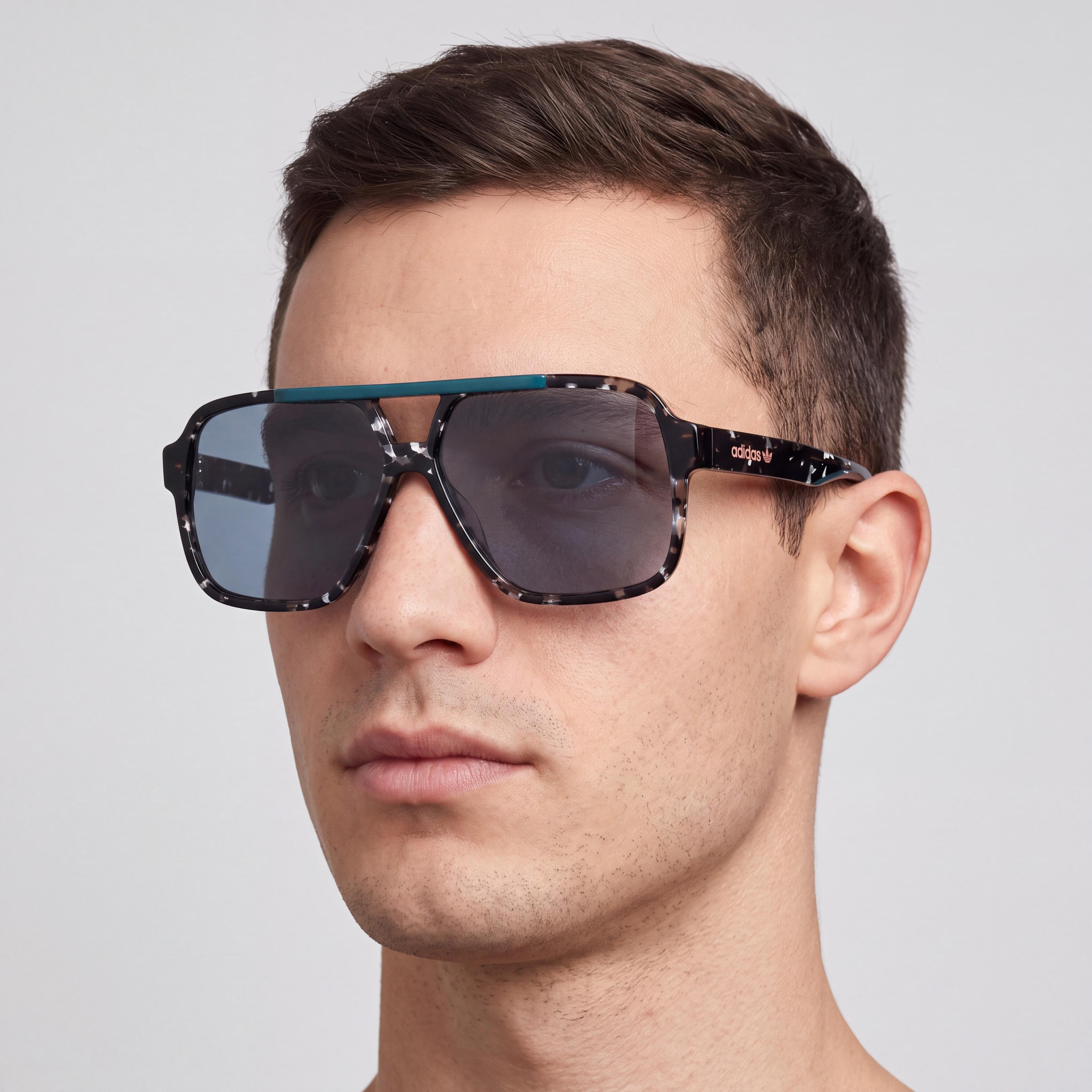 adidas Originals Men's OR0066 Coloured Havana Acetate Non-Polarized Green Lens Sunglasses 59mm, Photo 4
