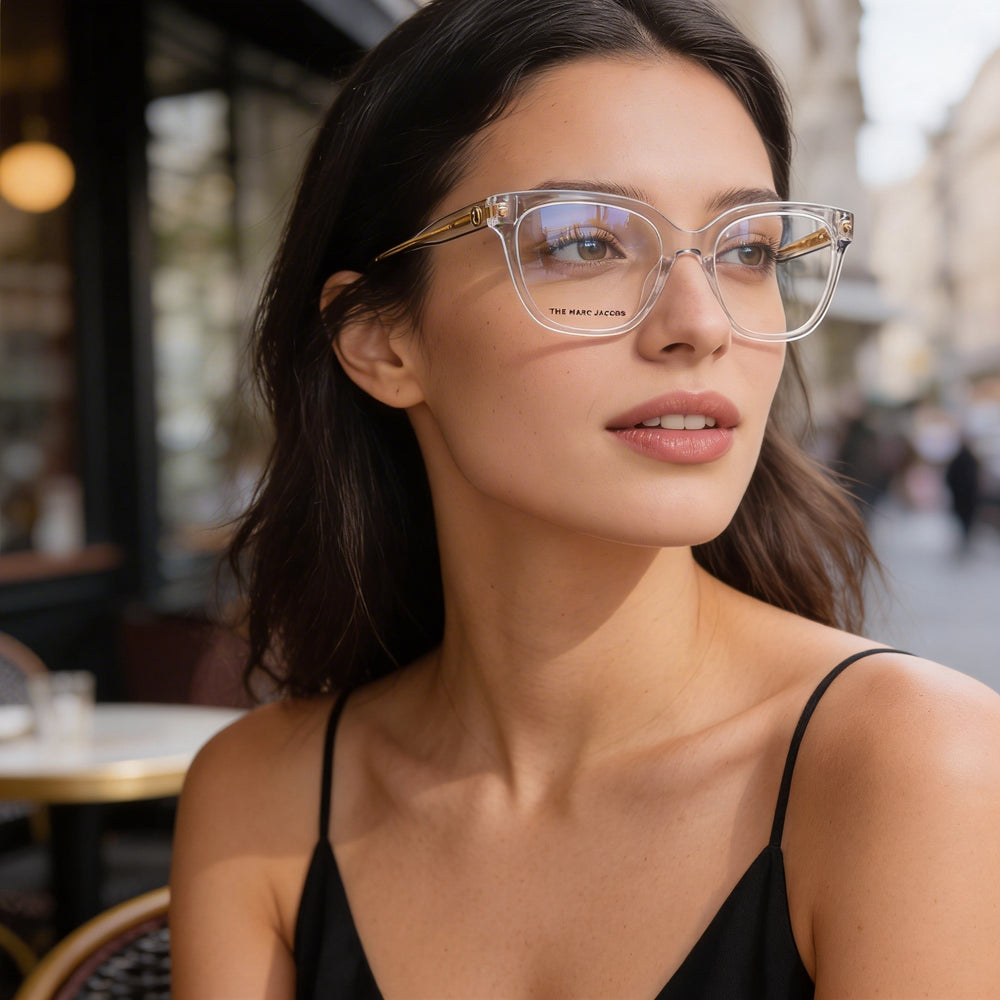 Marc Jacobs Modern Women's Eyewear, Crafted with a Crystal Acetate Frame and Crystal Polycarbonate Lenses, 52mm