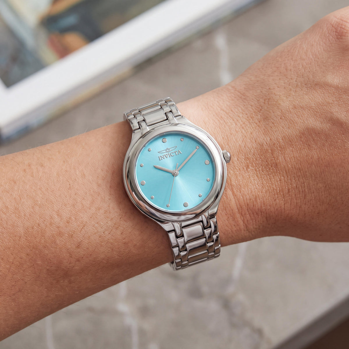 Invicta Wildflower 50608 Women's Stainless Steel Bracelet Quartz Watch with Blue Dial, 32mm Case, Photo 4