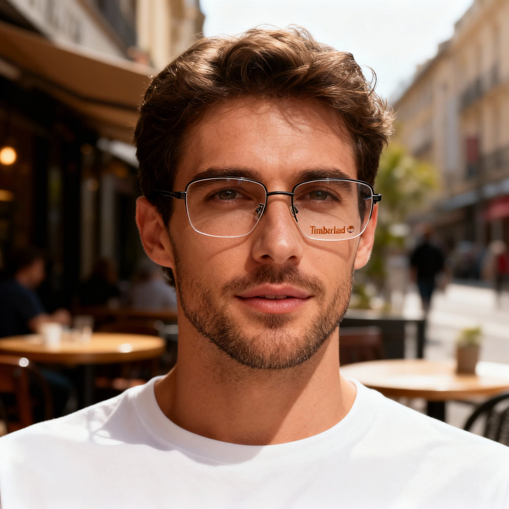 Timberland Contemporary Men's Matte Black Plastic Frame Non-Polarized Clear Lens Eyeglasses 50-20-145