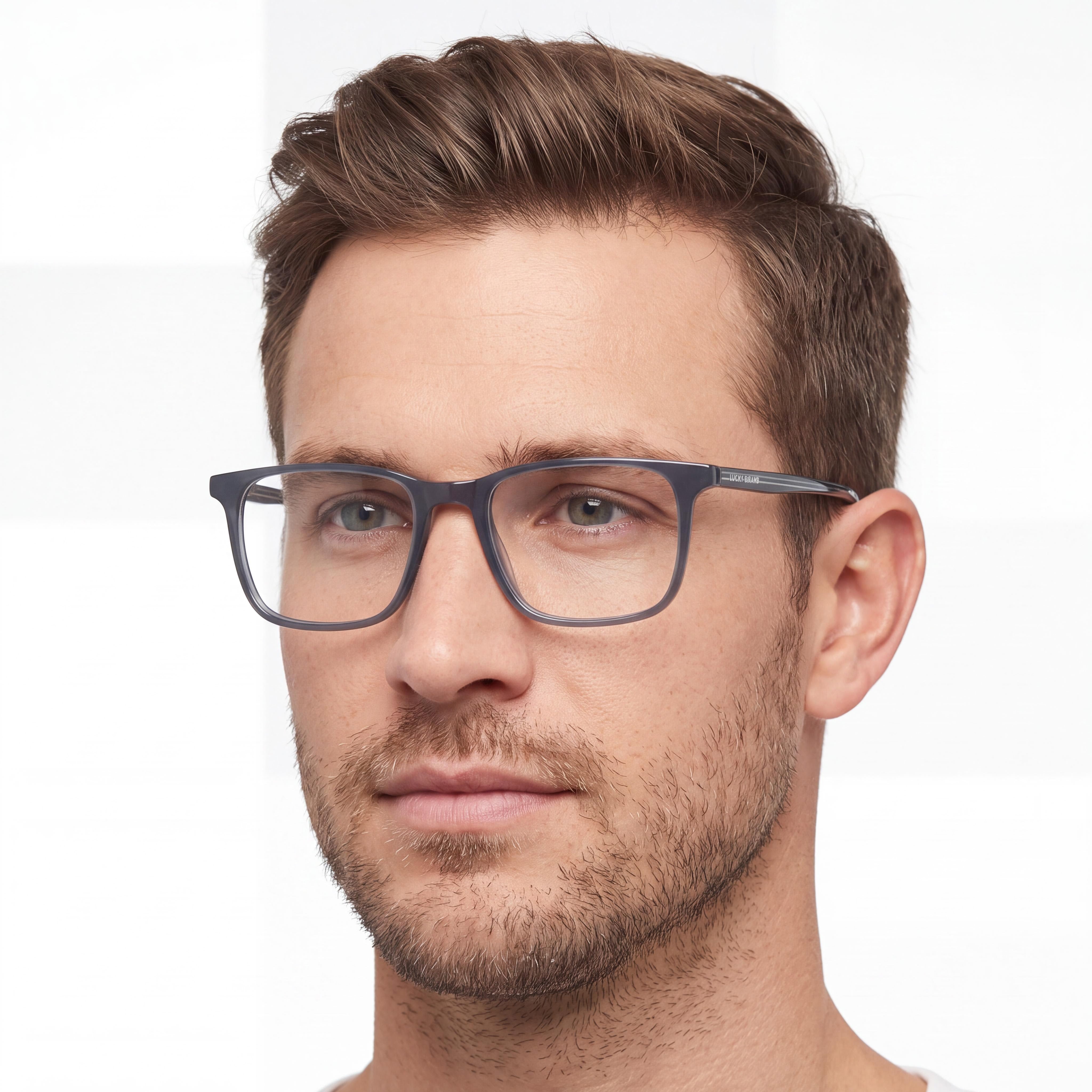 Lucky Brand D418 Men's Eyeglasses with Black Plastic Frame and Polarized Lenses, featuring a 52mm Lens Width, Photo 3