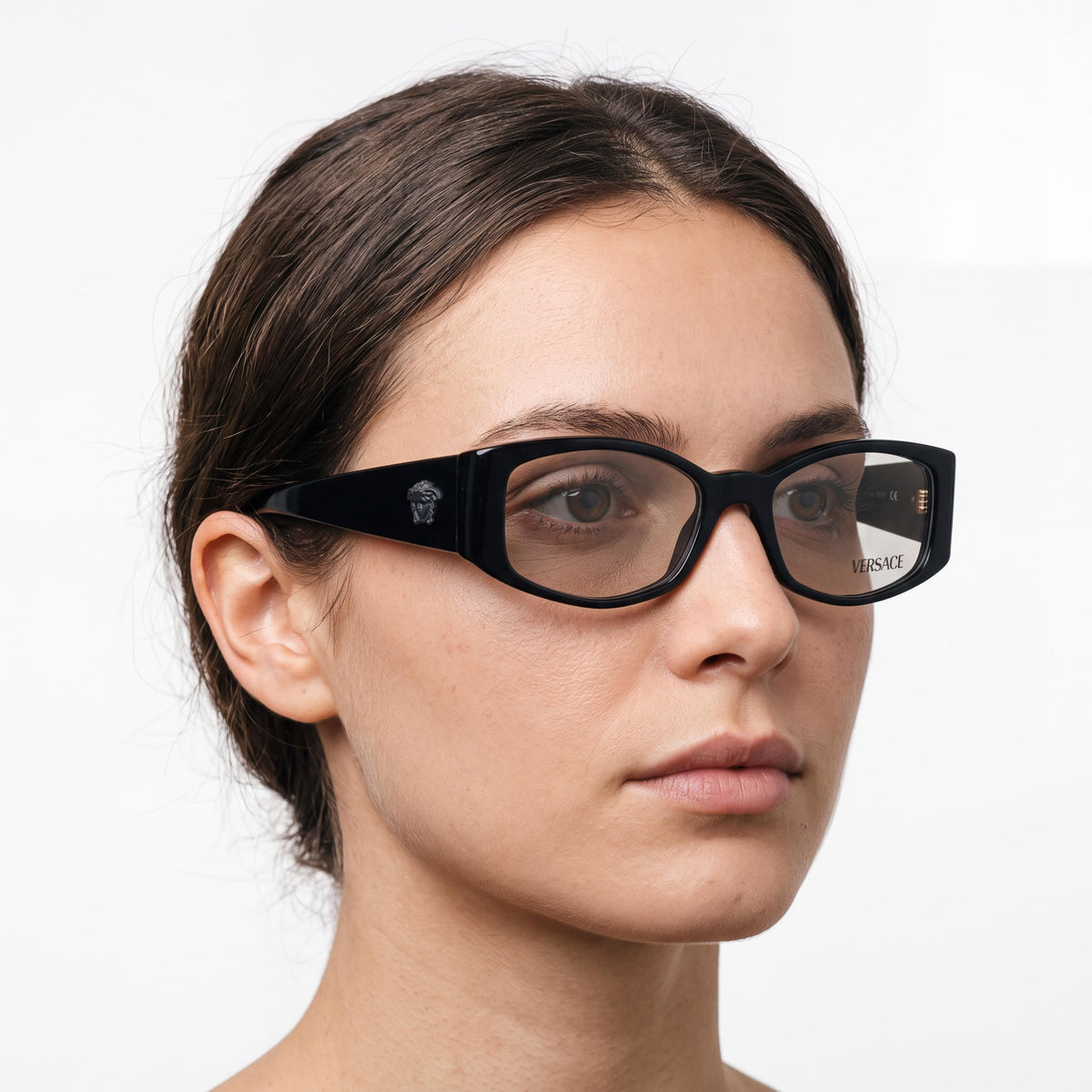 Versace Ve 3343 Women's Black Frame Gold Logo Acetate Eyewear with Polycarbonate Lenses 54mm, Photo 3