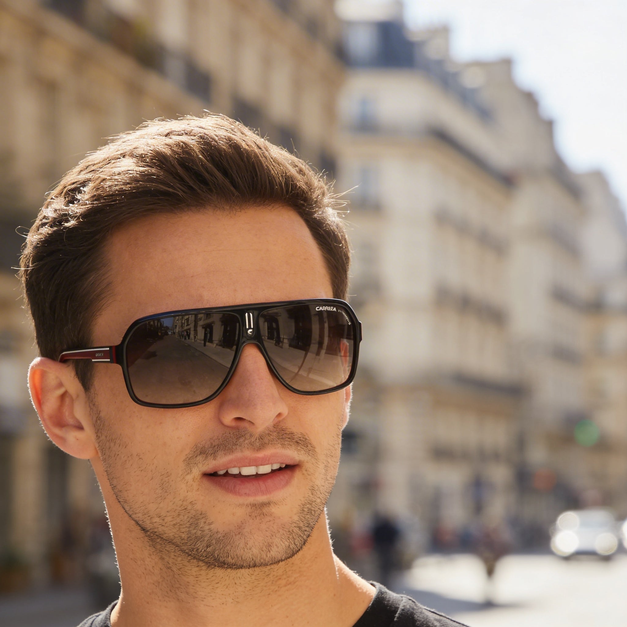 Carrera CARRERA 27 Men's Black Red Crystal White Plastic Frame Dark Grey Shaded UV Protected Sunglasses 62mm, Photo 5