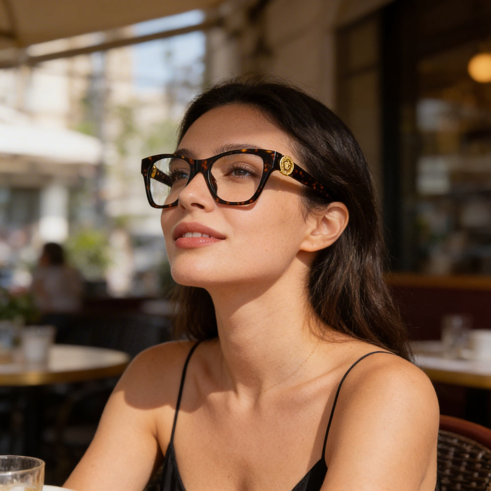 Gafas Versace 0VE3341U para mujer, color Habana, montura de plástico, tamaño 52-18-145mm