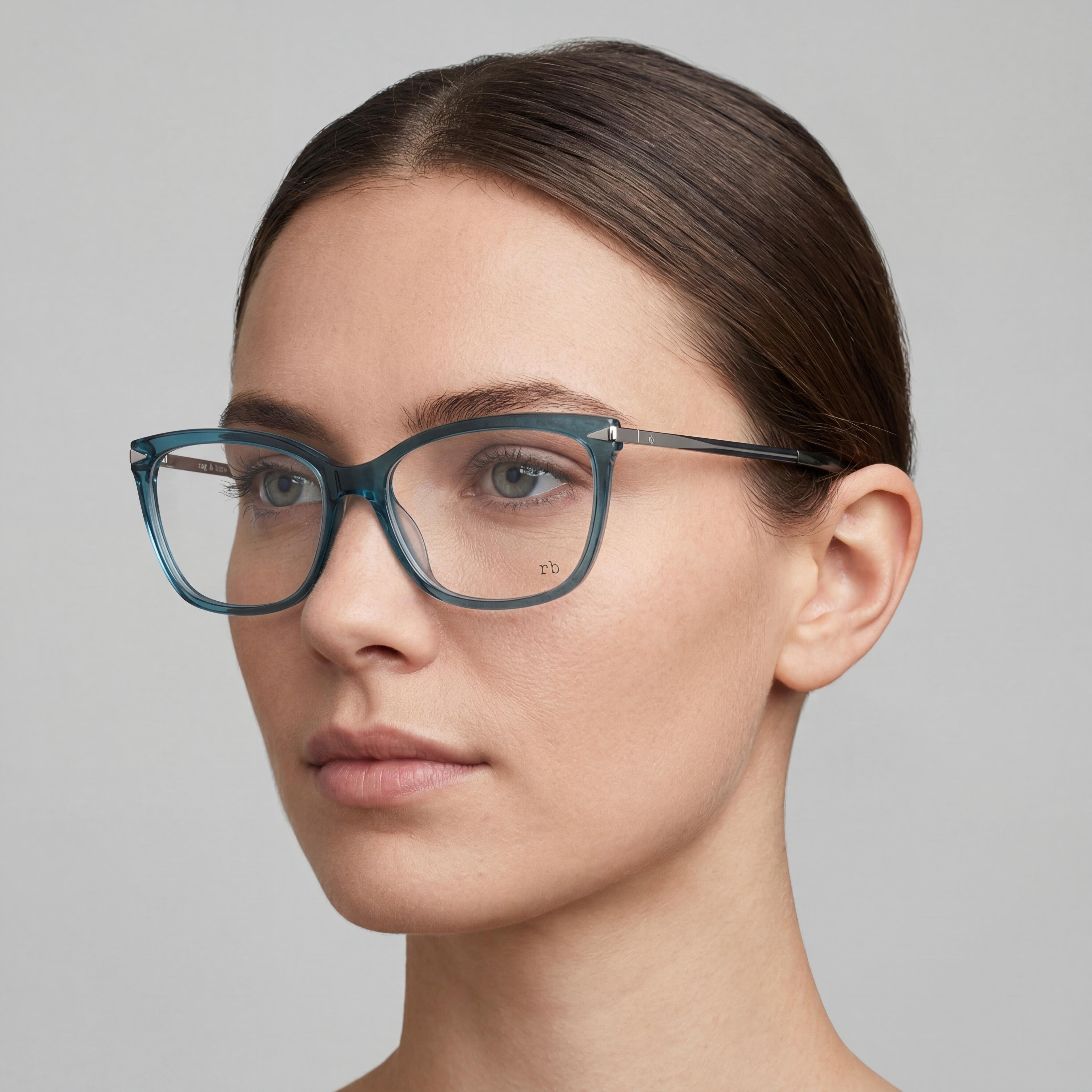 Rag & Bone Rnb 3010 Women's Eyeglasses featuring Blue Pallad Acetate Frames with Polycarbonate Lenses, Size 52-15-140mm, Photo 4