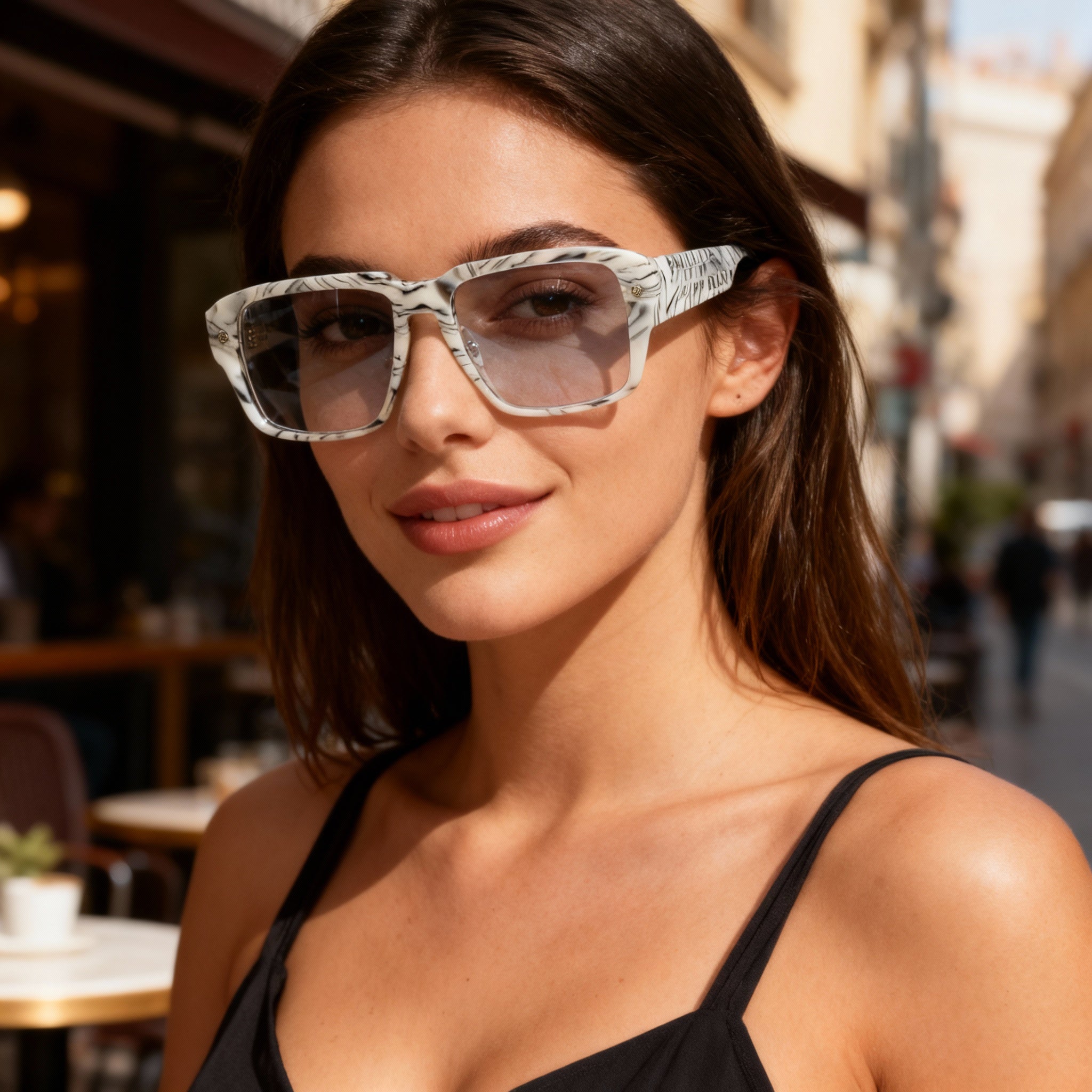 Philipp Plein VPP081 Women's Classical Plastic Optical Eyeglasses Frames Marmorized Ivory 55-17-145, Photo 5