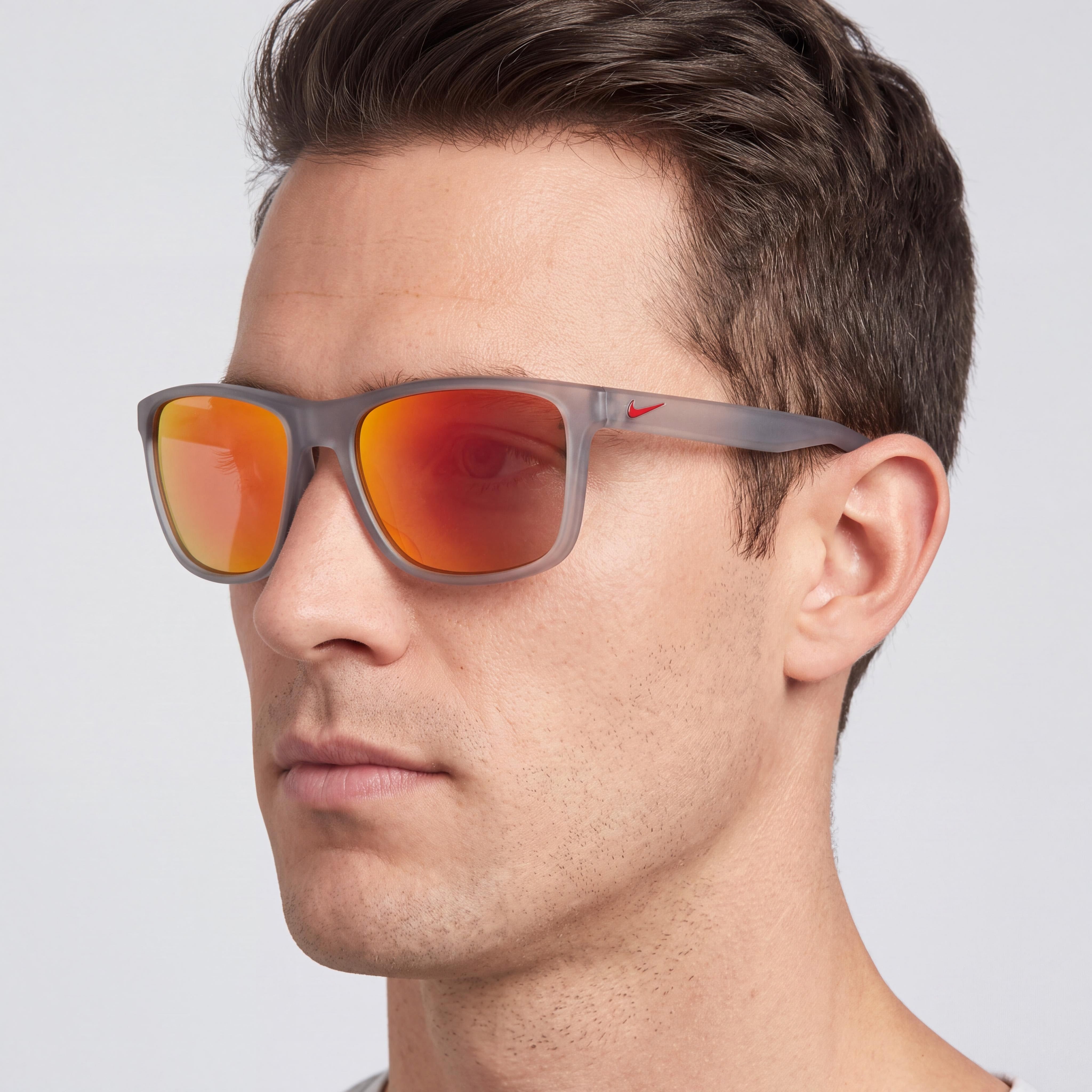 Nike Essential Endeavor Unisex Plastic Sunglasses Wine Red Frame Grey with Red Mirror Lenses UV Protection, Photo 4