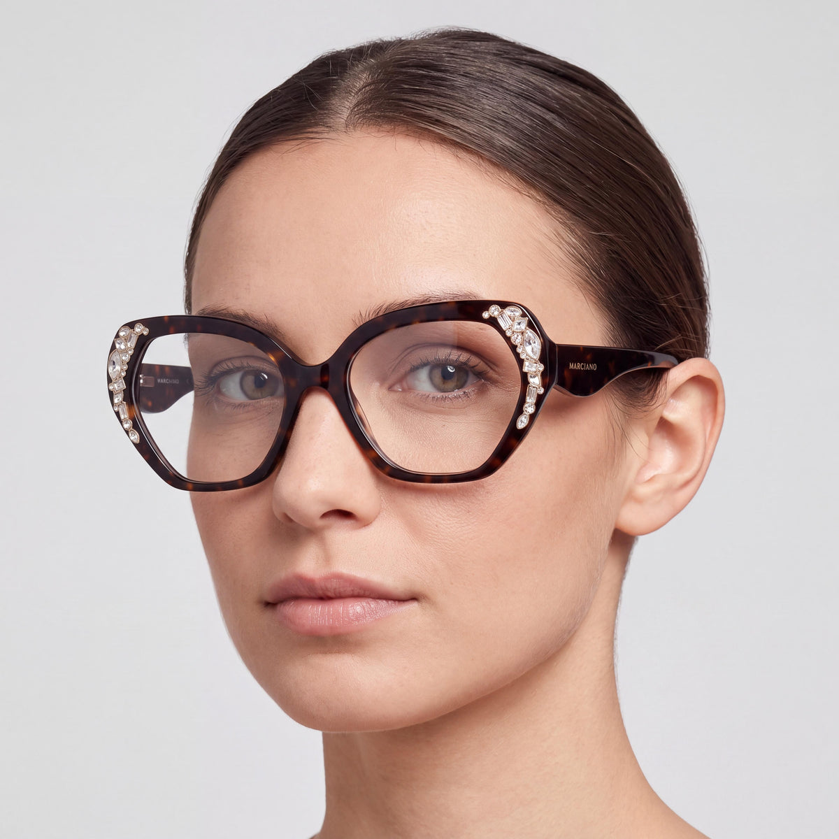 GUESS by Marciano Gm50039 Women's Dark Havana Plastic Frame Eyeglasses with Polycarbonate Lenses 53mm, Photo 4