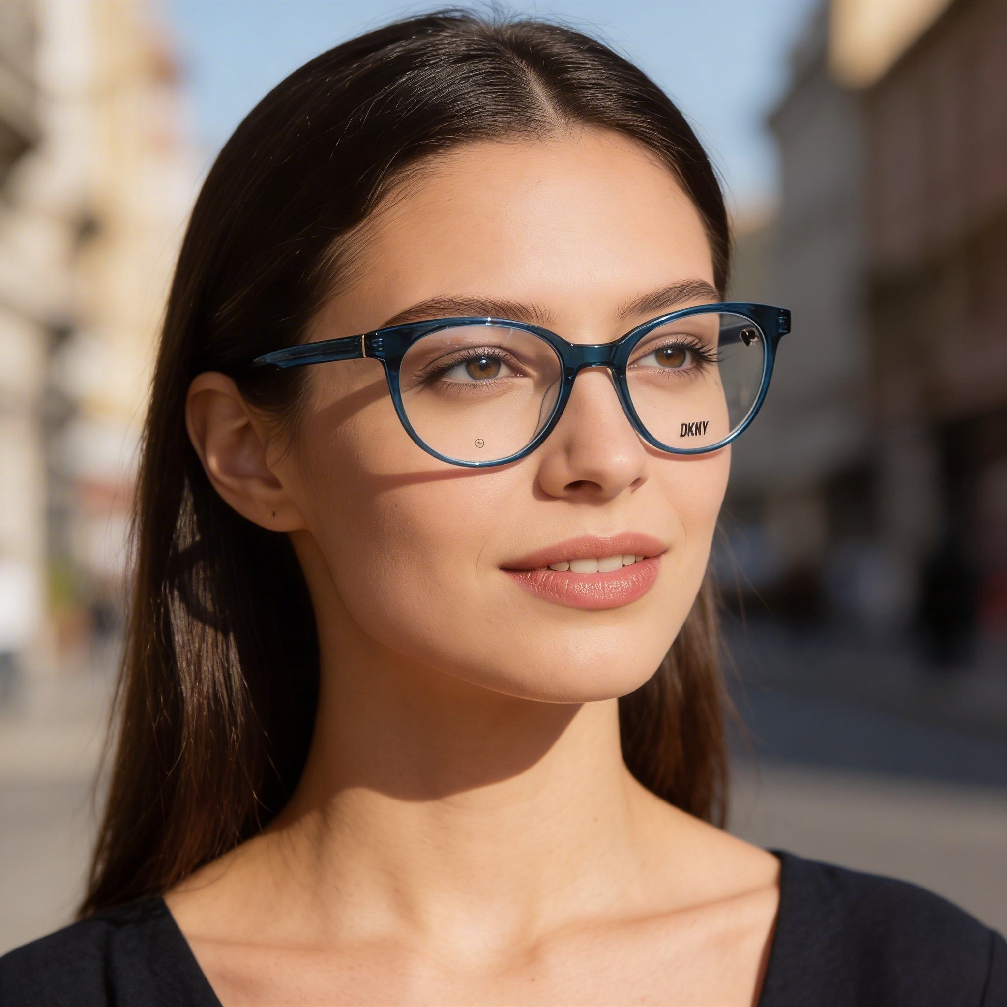 DKNY Modern Women's Crystal Blue Teal Plastic Optical Frame 50mm, Photo 5