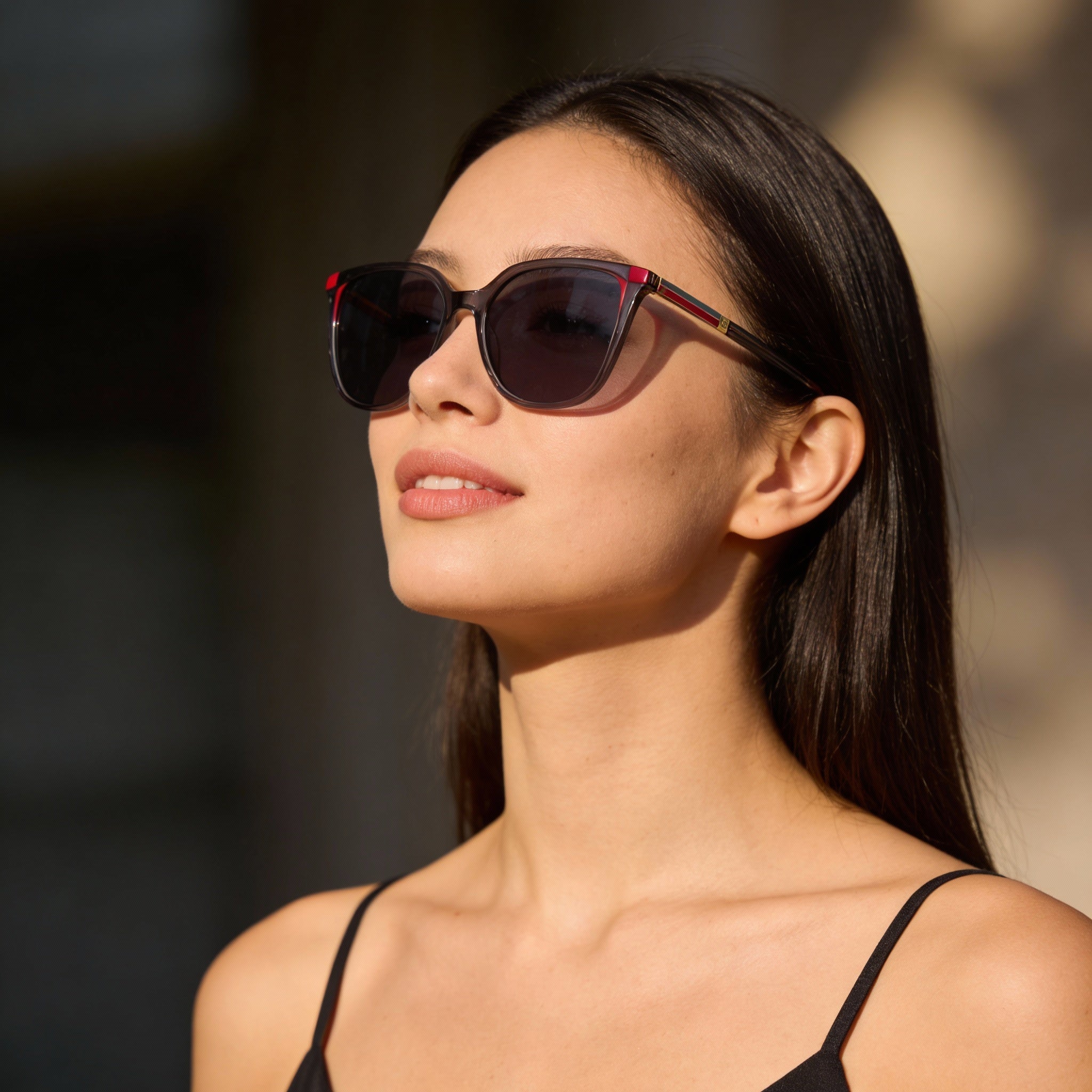 Gafas de sol Carolina Herrera para mujer, estilo casual, cuadradas, suaves, de acetato gris y rosa con protección UV, ancho de lente de 54 mm, Photo 6
