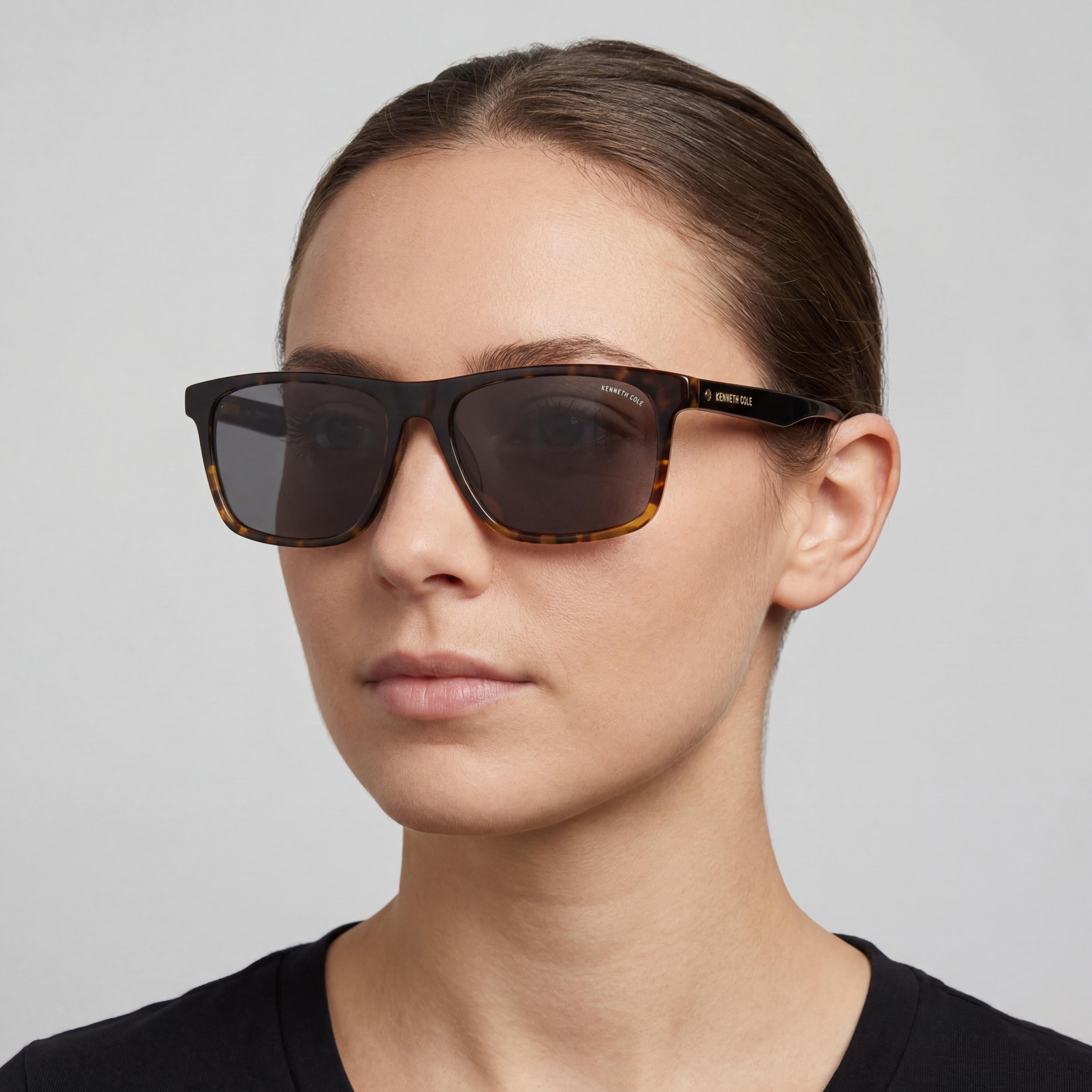 Kenneth Cole New York Kc5605n Women's Plastic Non-Polarized Sunglasses, Black Green/Green, 56mm Lens, Photo 5