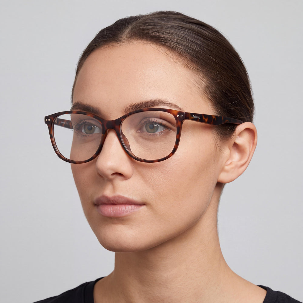 Polaroid 100338 Women's Havana Polyamide Inj Optical Spectacle Frame with Non- Lenses 55mm