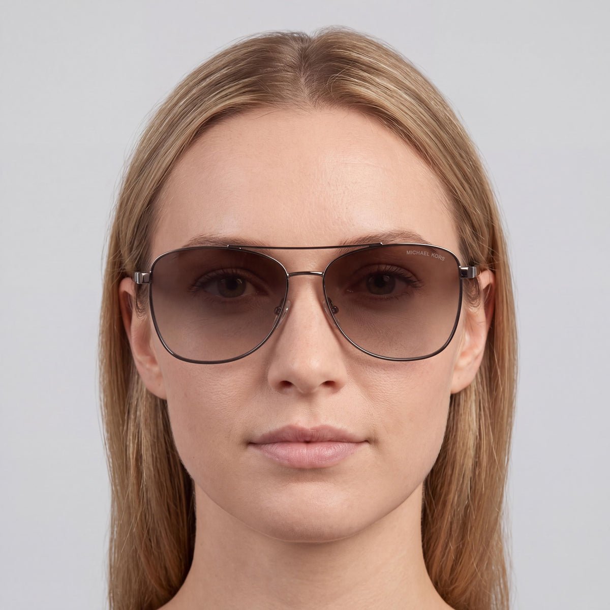 Michael Kors 0MK1096 160013 Women's Aviator Metal Sunglasses, Olive Brown Gradient Frame, Brown Gradient Lenses, UV400, 59mm, Photo 2