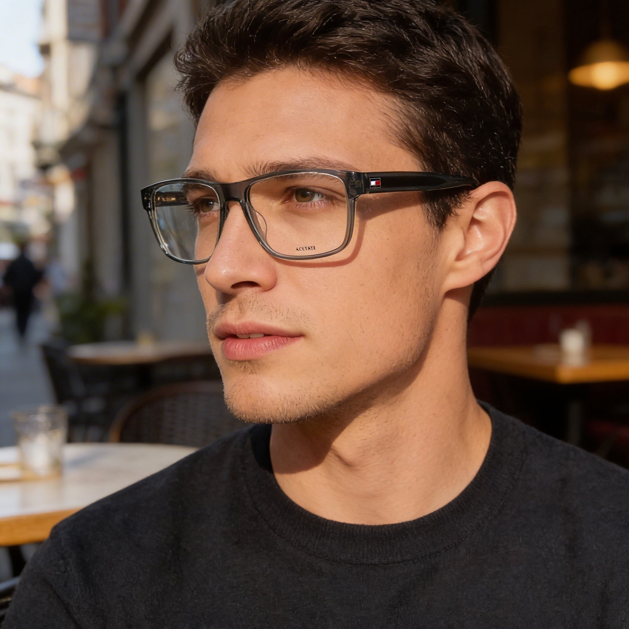 Tommy Hilfiger Modern Men's Sunglasses with Grey Acetate Frame and Grey Polycarbonate Lenses 57-17-145, Photo 4