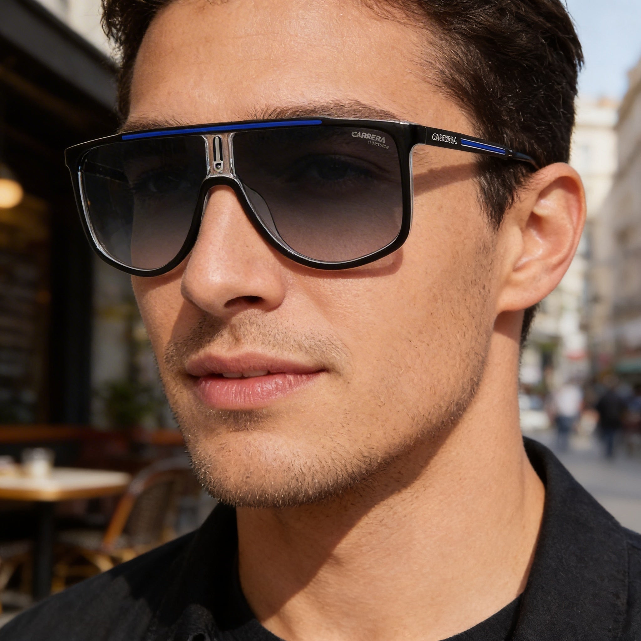 Gafas de sol Carrera Casual de hombre negras y azules de poliamida no polarizadas con 100% protección UV 61mm, Photo 5