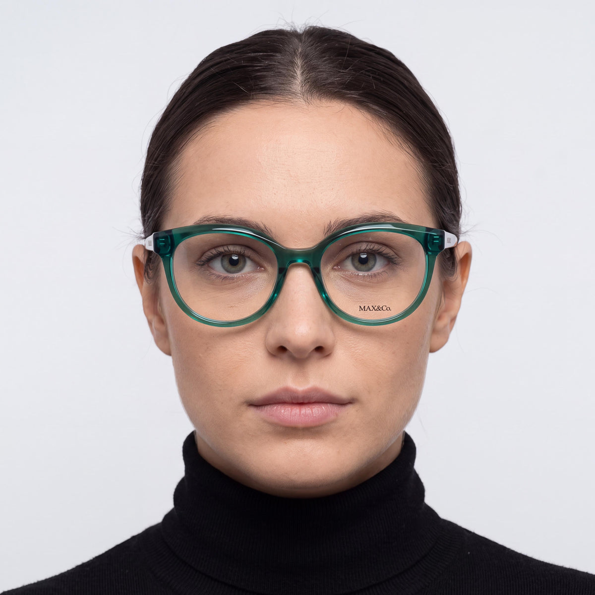 Max&Co. Casual Women's Dark Green Acetate Frame Eyeglasses with Transparent Lenses, 48-17-135, Photo 4