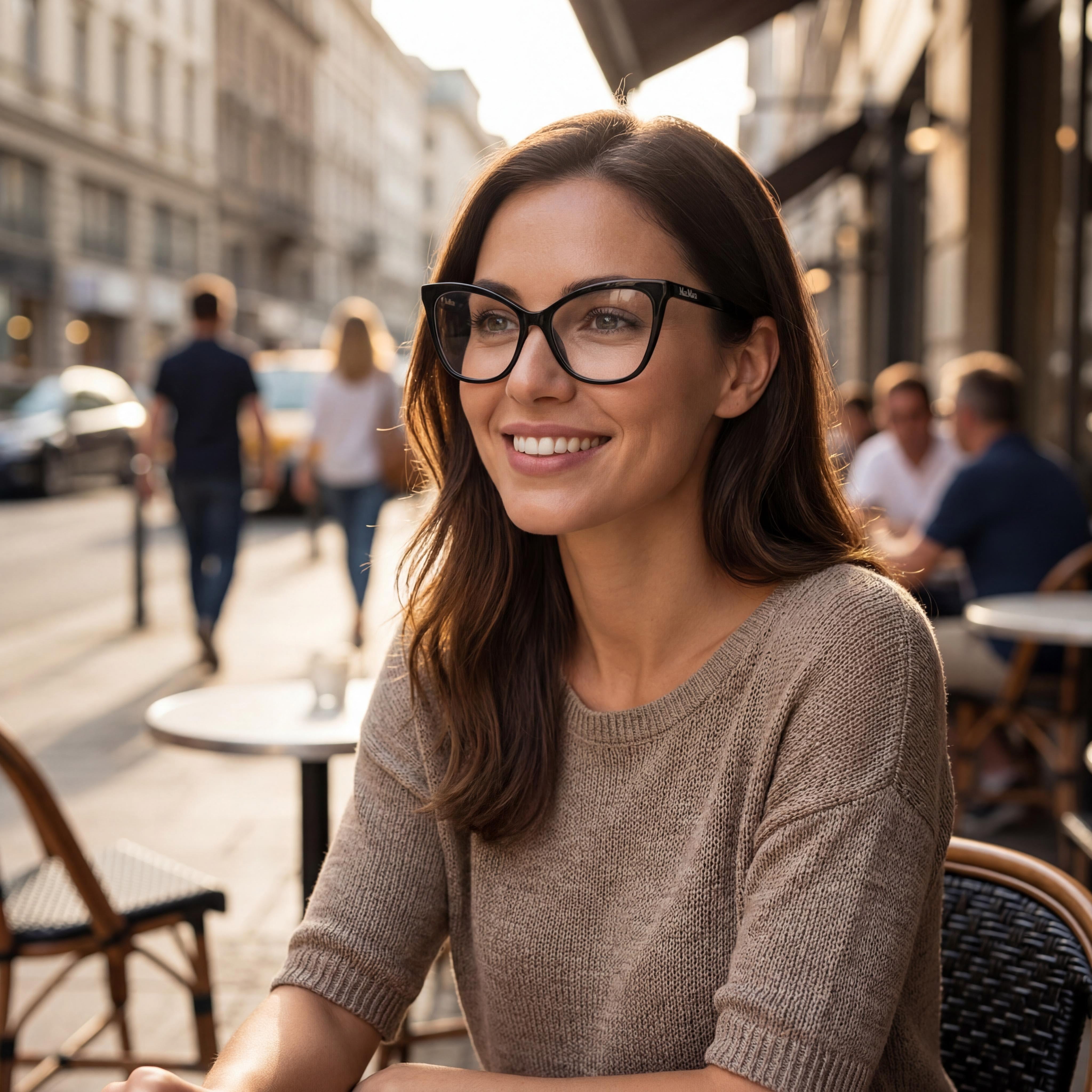 MaxMara MM5060 001 Women's Cat Eye Full Rim Glossy Black Plastic Frame Eyeglasses with Clear Lens 54mm, Photo 6