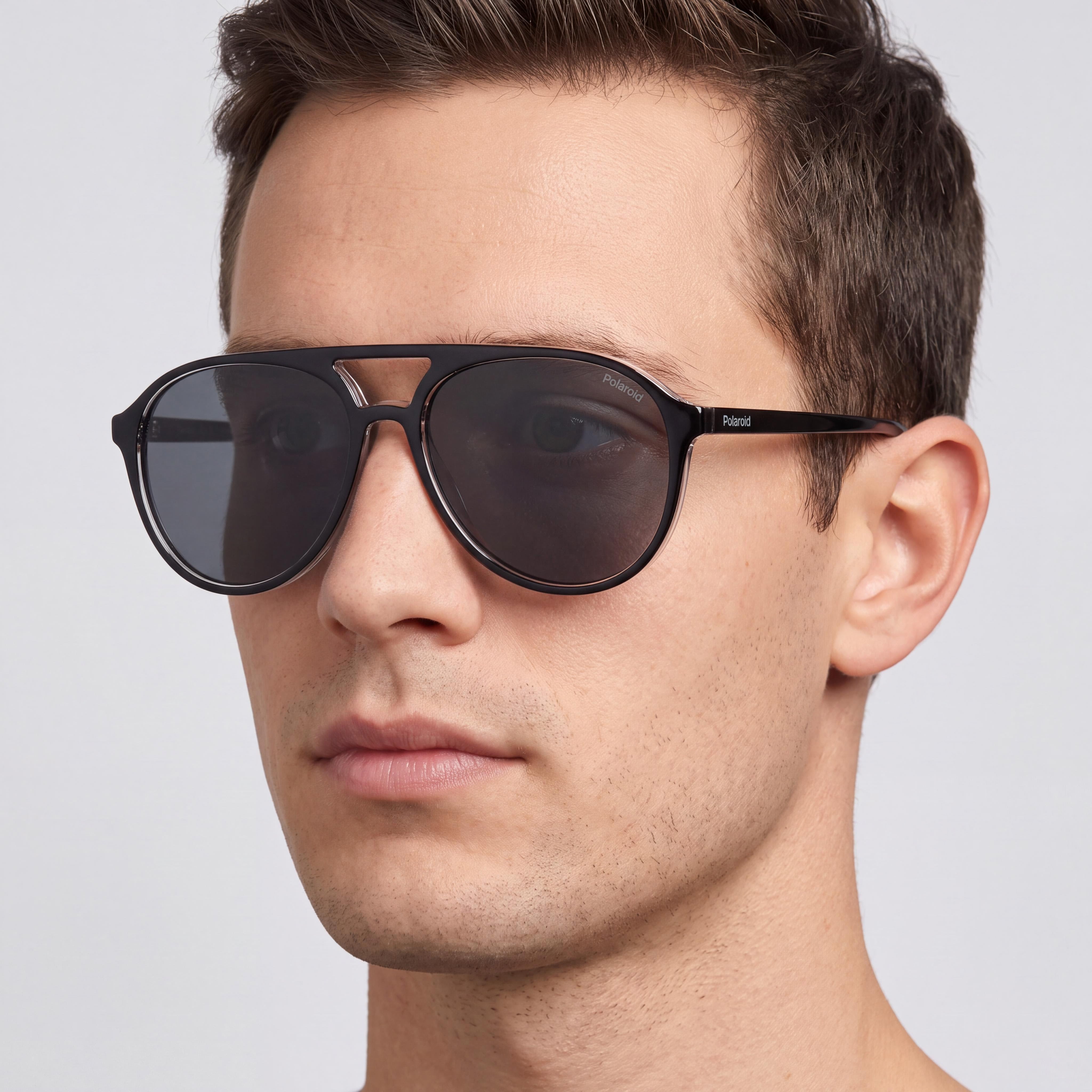 Gafas de sol Polaroid PLD 4162/S unisex, montura de policarbonato negra, lentes grises polarizadas con protección UV, 56 mm, Photo 5