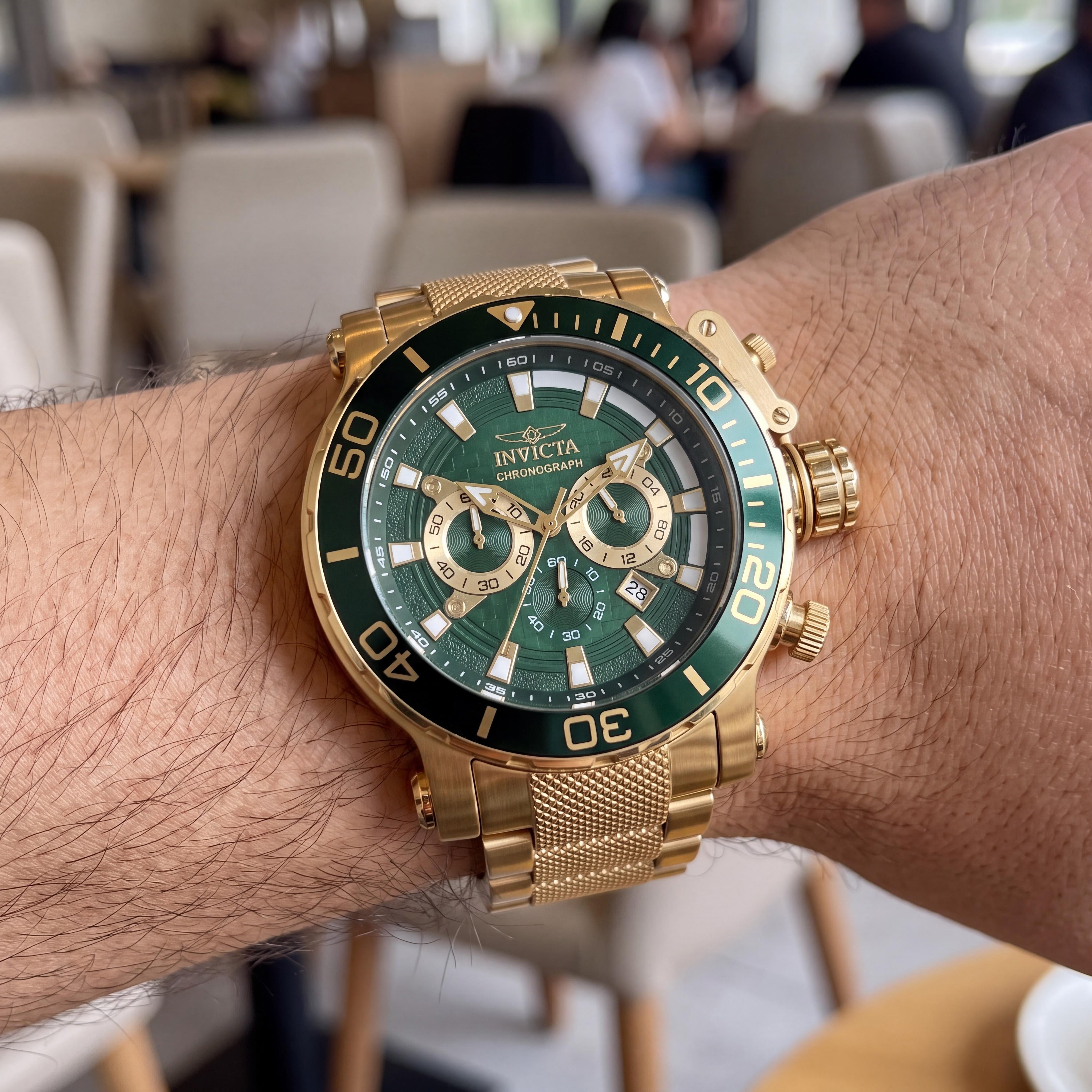 Invicta Coalition Forces 50230 Unisex Gold Stainless Steel Bracelet Chronograph Quartz Watch 52mm Green Dial, Photo 3