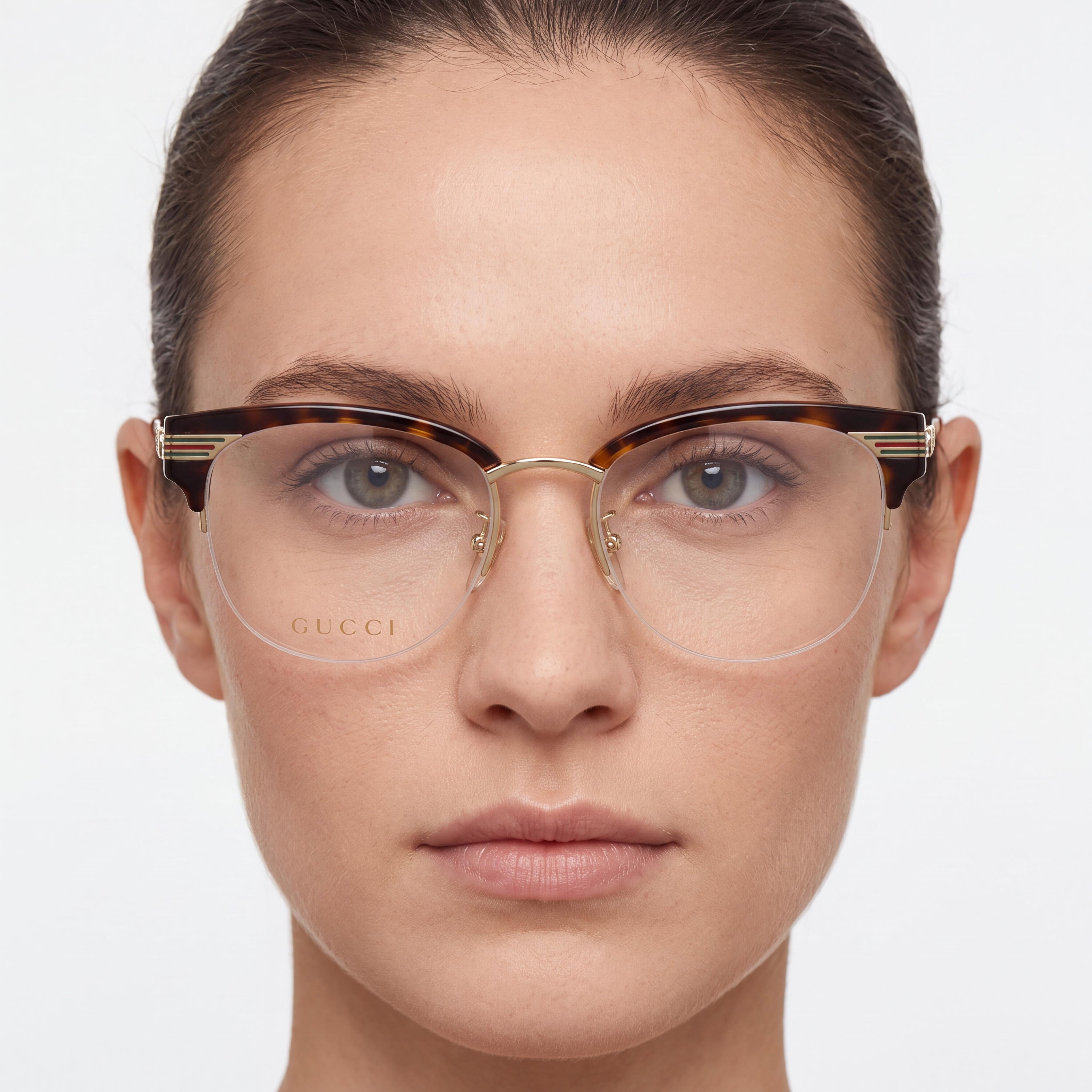Gucci GG0201O-002 Women's Havana Gold Plastic Oval Optical Eyeglasses 50mm, Photo 4