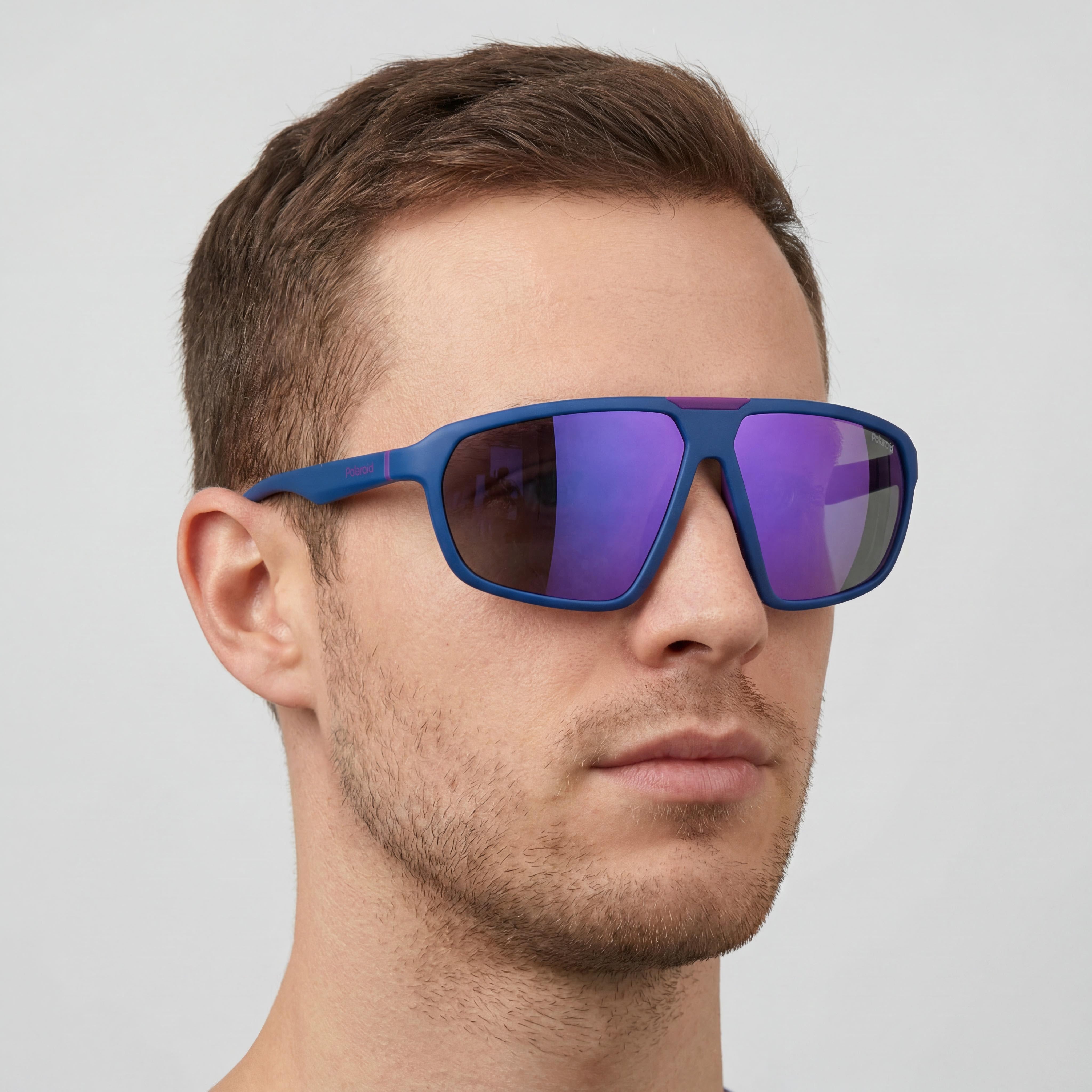 Polaroid PLD 2142/S Men's Modern Style Matte Black Violet Plastic Sunglasses, Polarized Violet Mirror Lenses 61mm, Photo 4