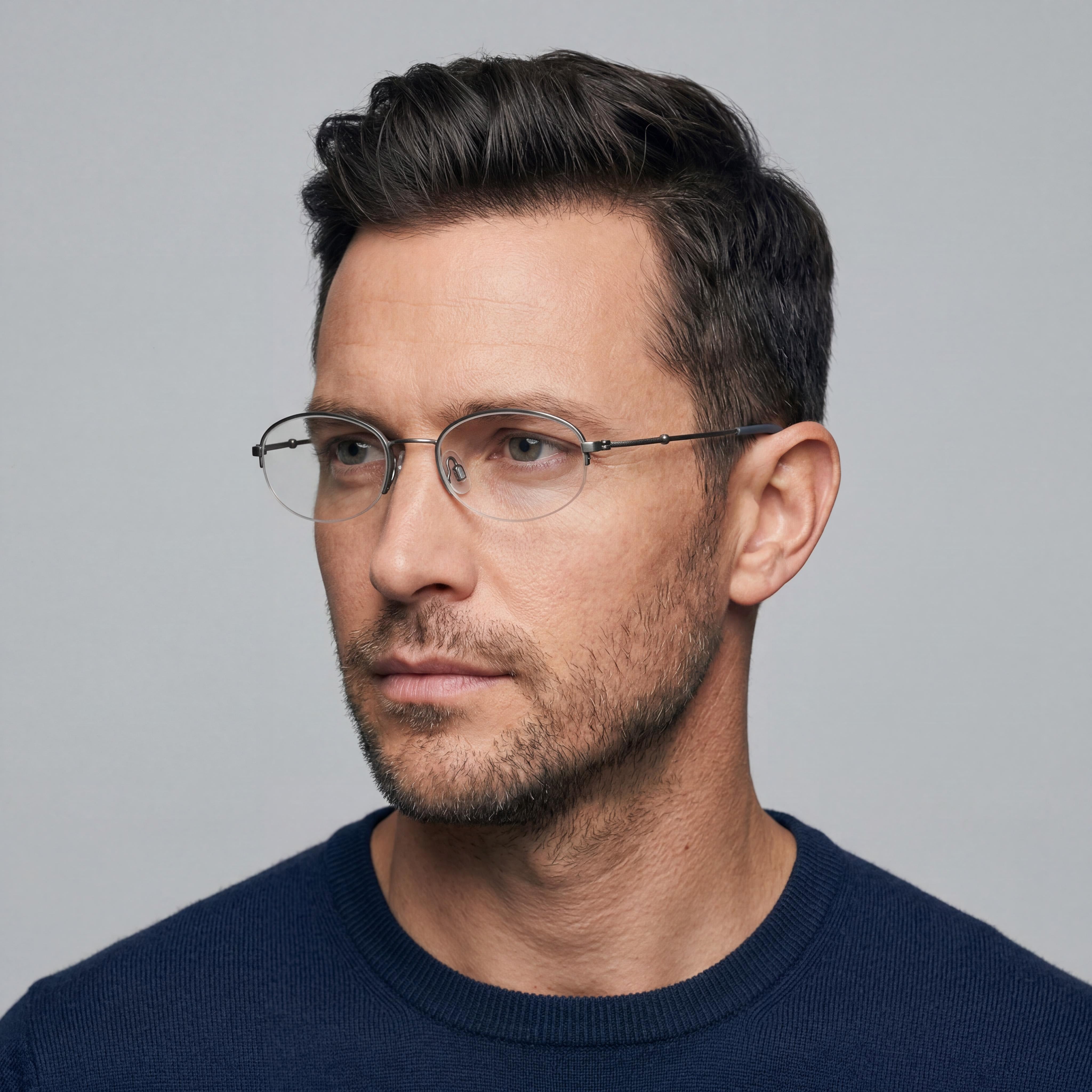 Flexon H6030 Unisex Acetate Eyeglasses with Light Gunmetal Frame, Featuring a 52mm Lens Width, Photo 3