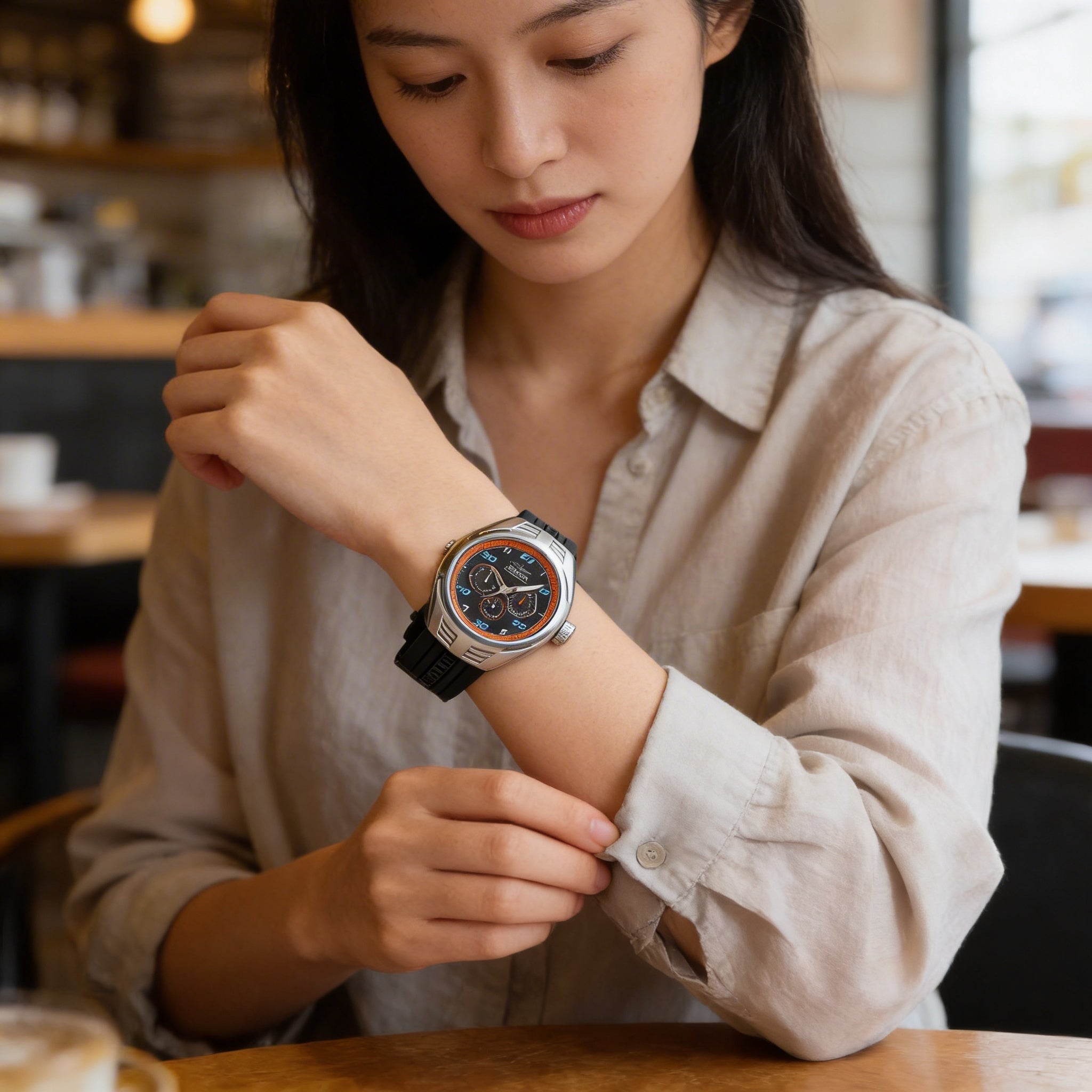 Invicta Racing 47725 Men's Chronograph Quartz Wrist Watch with Silver Case, Black Dial, and Silicone Strap, 46mm, Photo 3