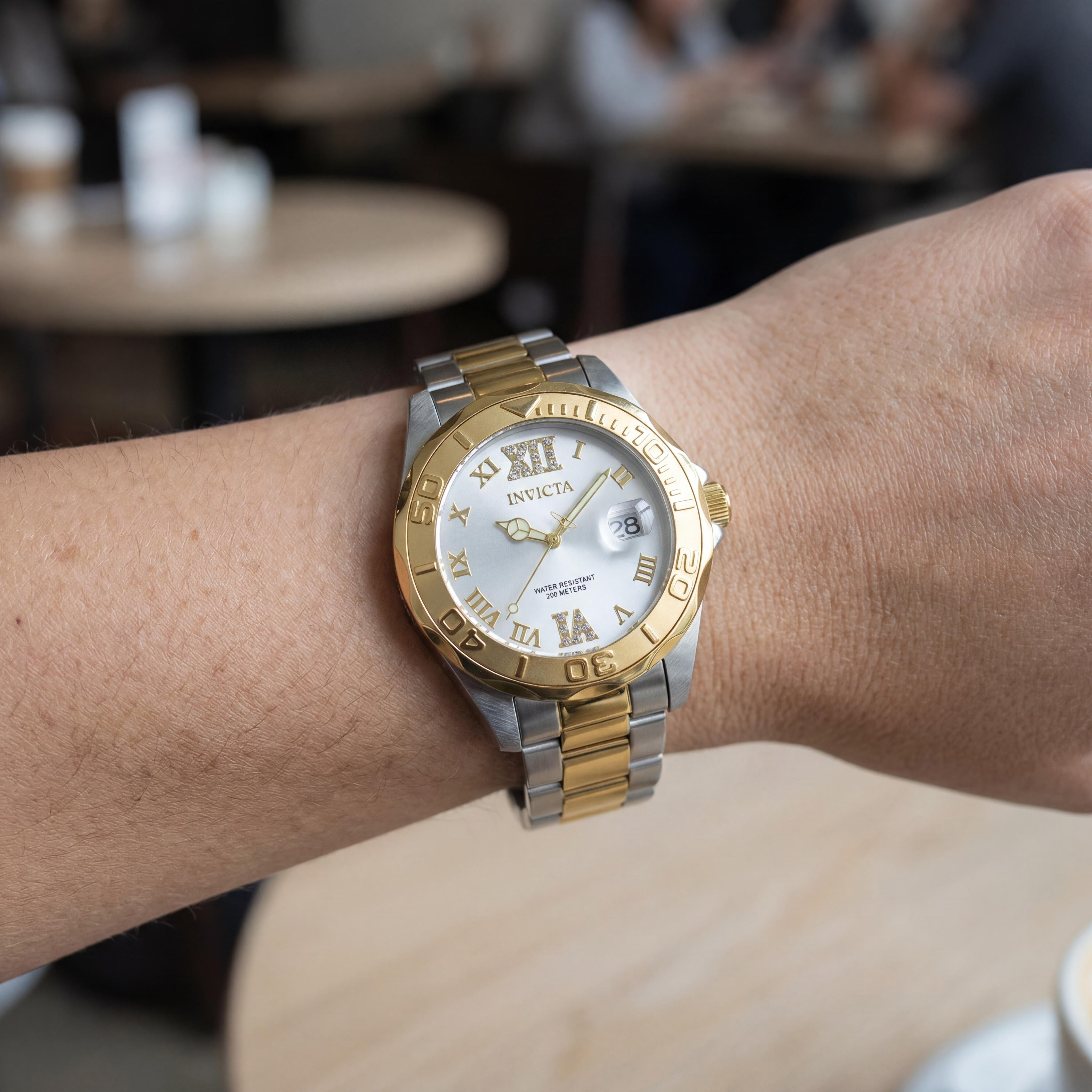 Invicta Pro Diver Bracelet 12852 Women's Gold Stainless Steel Luminous 200M 38mm Watch, Photo 4
