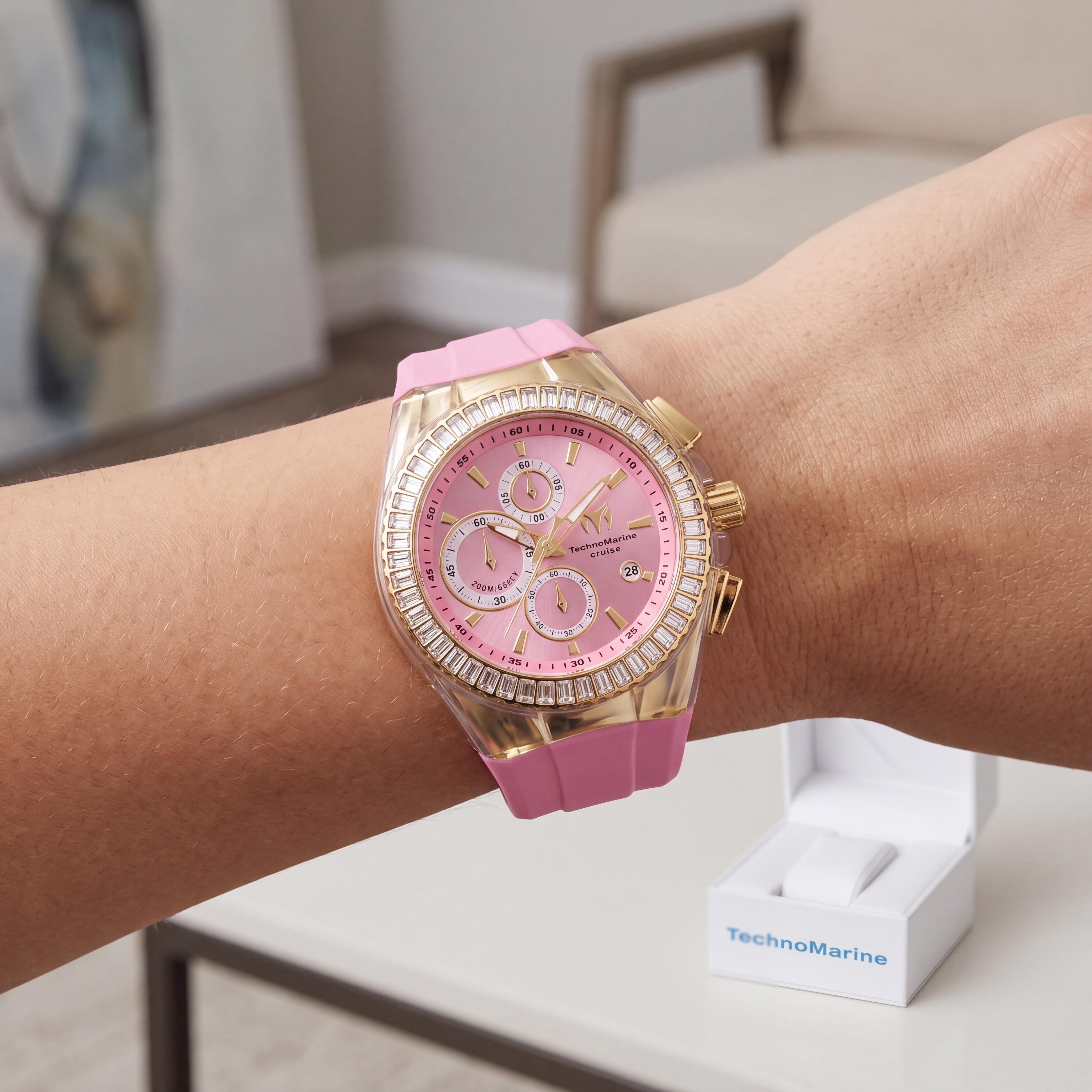 Reloj Technomarine Cruise TM-121157 Cronógrafo Unisex de Acero Inoxidable, Esfera Rosa, Correa de Silicona 45mm, Photo 4