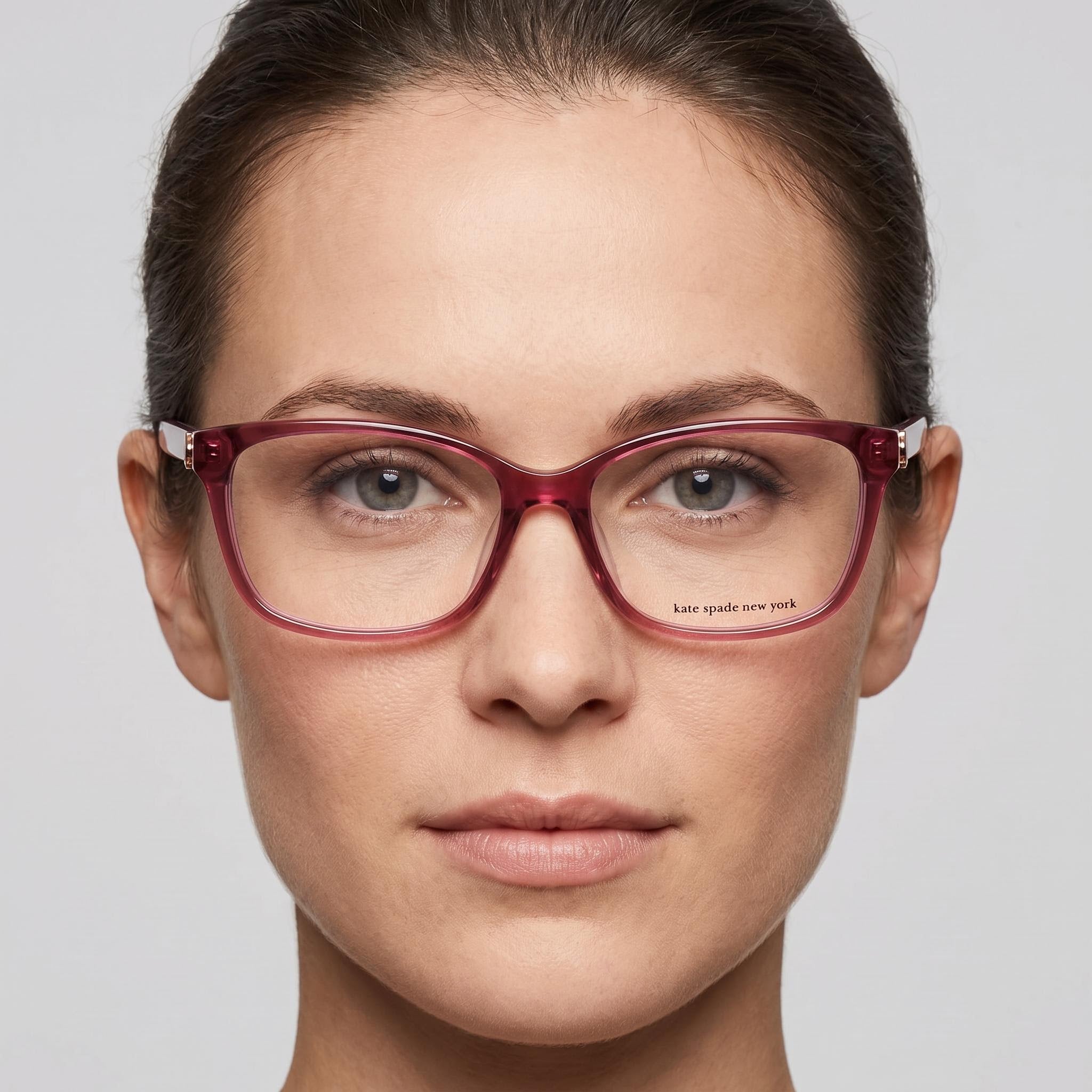kate spade new york Women's Modern Collection Acetate Frame Eyeglasses in Burgundy, 54mm Lens Width, Photo 4