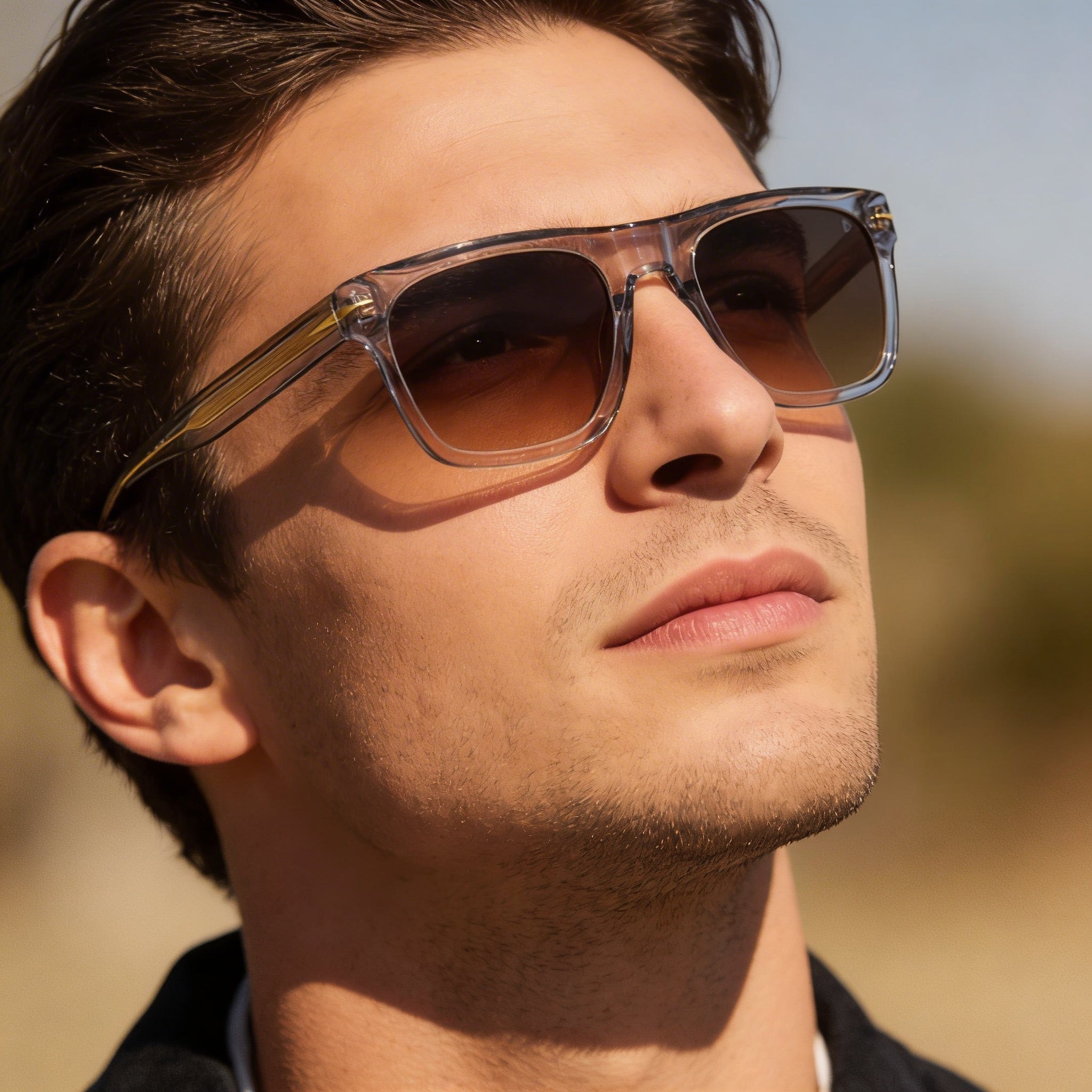 Beckham Modern Men's Acetate Crystal Grey Sunglasses 54mm, Photo 5