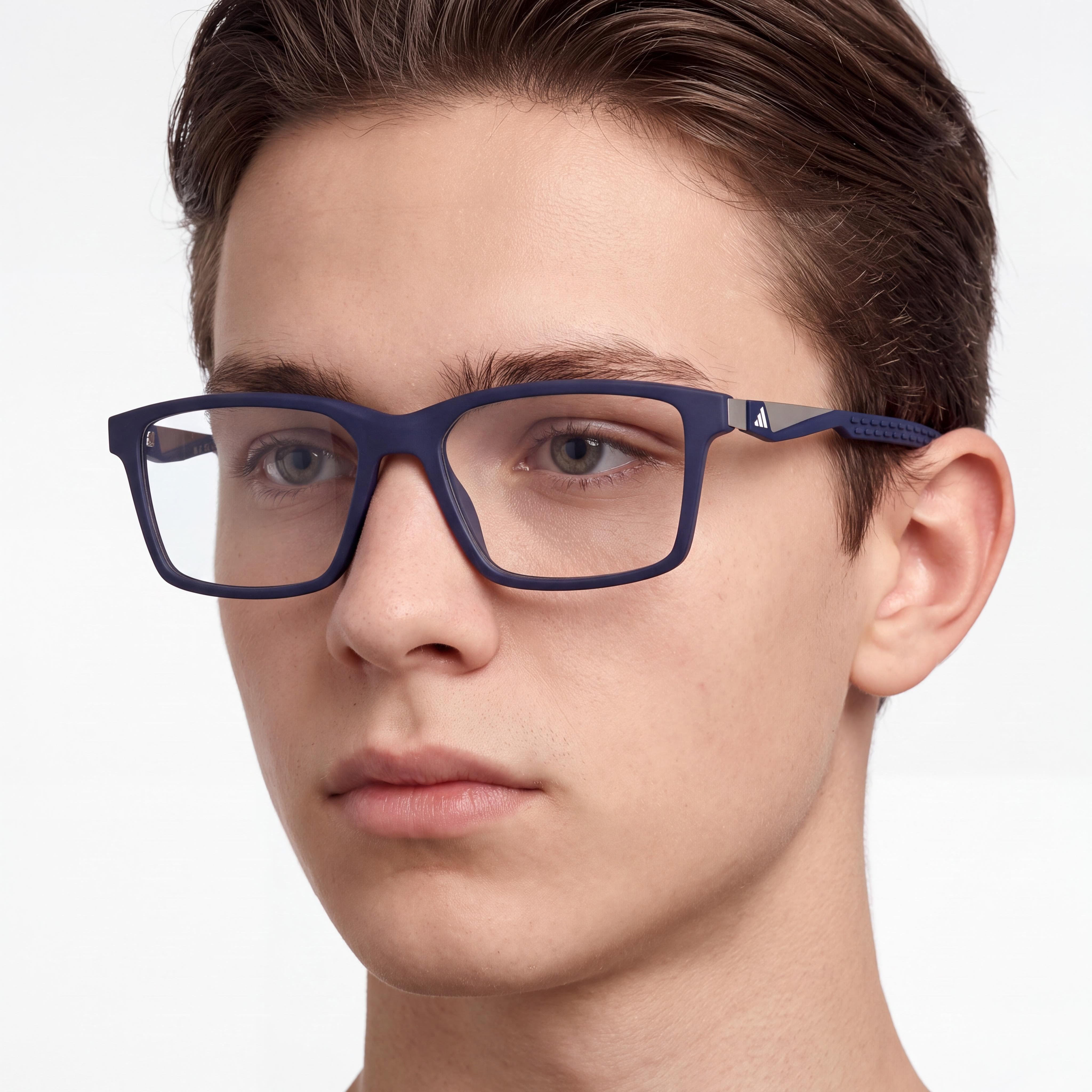 adidas SP5109 Classic Unisex Injected Frame Eyewear, Transparent Polycarbonate Lenses, Matte Blue 55/16/140, Photo 3