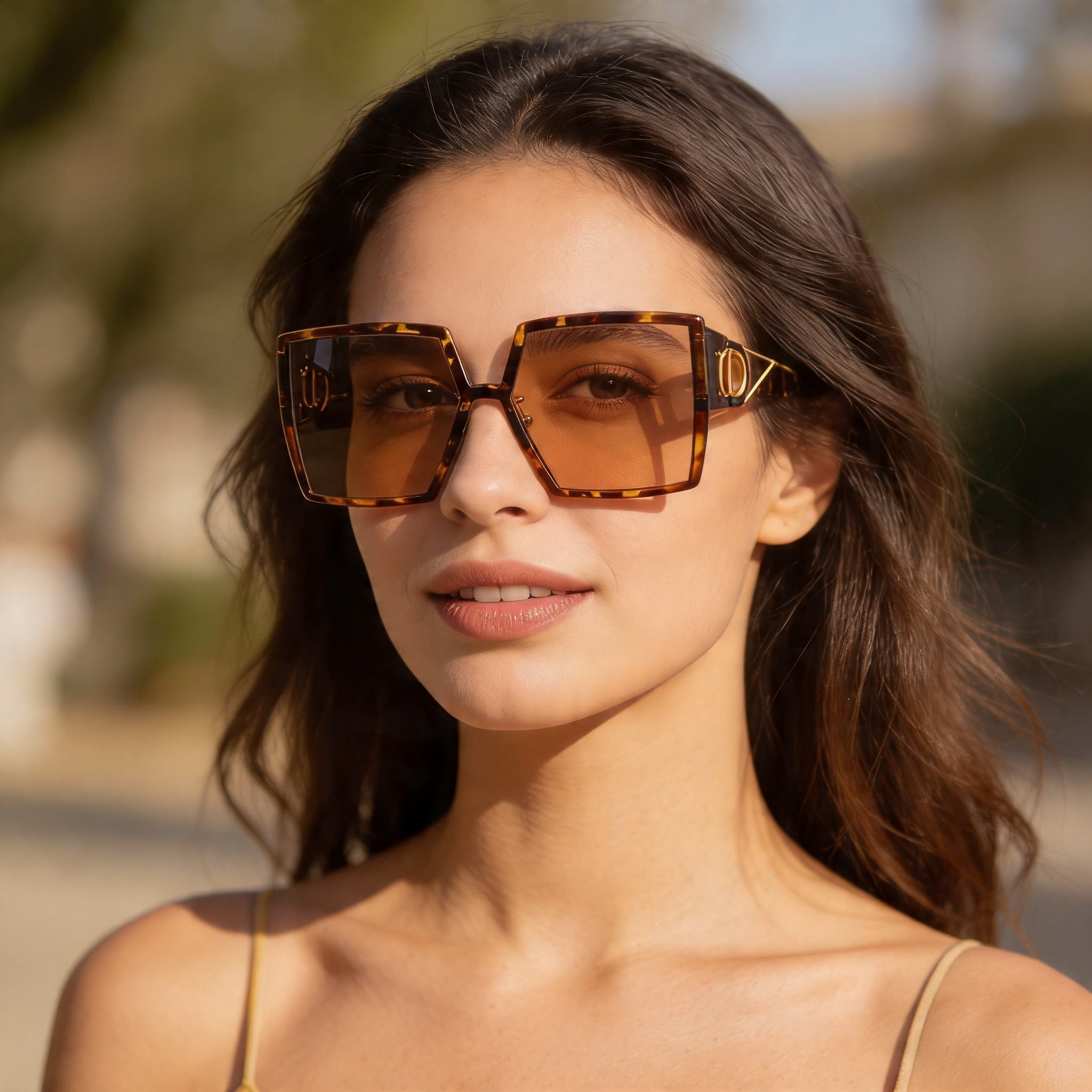 Gafas de sol Dior 30Montaigne SU unisex de acetato transparente marrón con lentes moradas de 58 mm y 100 % protección UV, Photo 5