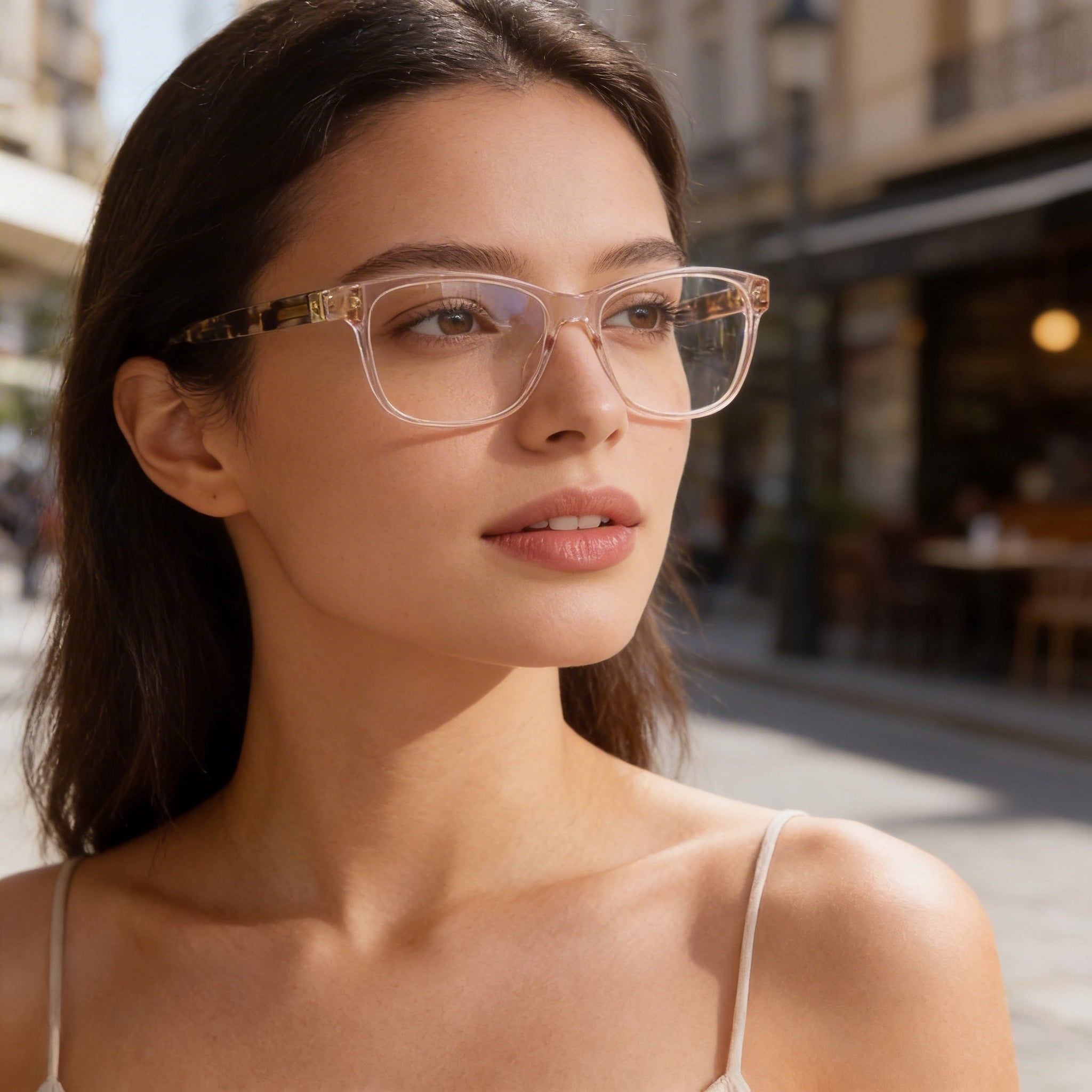 Kate Spade New York Calley Women's Plastic Full Rim Rectangle Eyeglasses, Crystal Pink Havana, 52-15-36, Photo 6