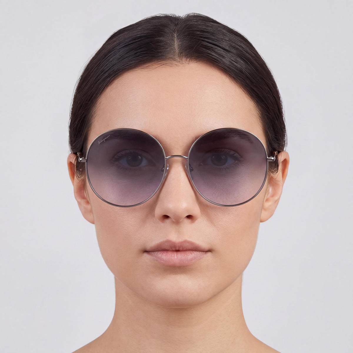 Salvatore Ferragamo SF299S Women's Round Metal Non-Polarized Sunglasses Rose Gold Frame Blue Gradient 60mm, Photo 3