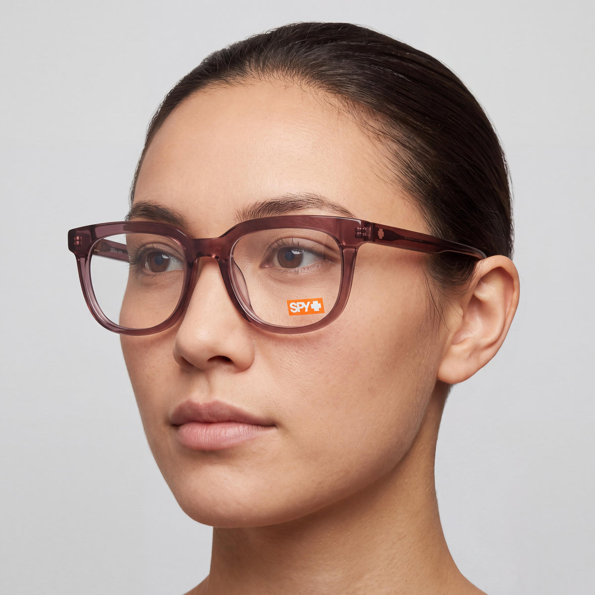 Spy Bewilder Optical 53 Eyeglass Frames for Men and Women, Translucent Salmon, with Plastic Demo Lenses, Prescription Ready, Photo 3