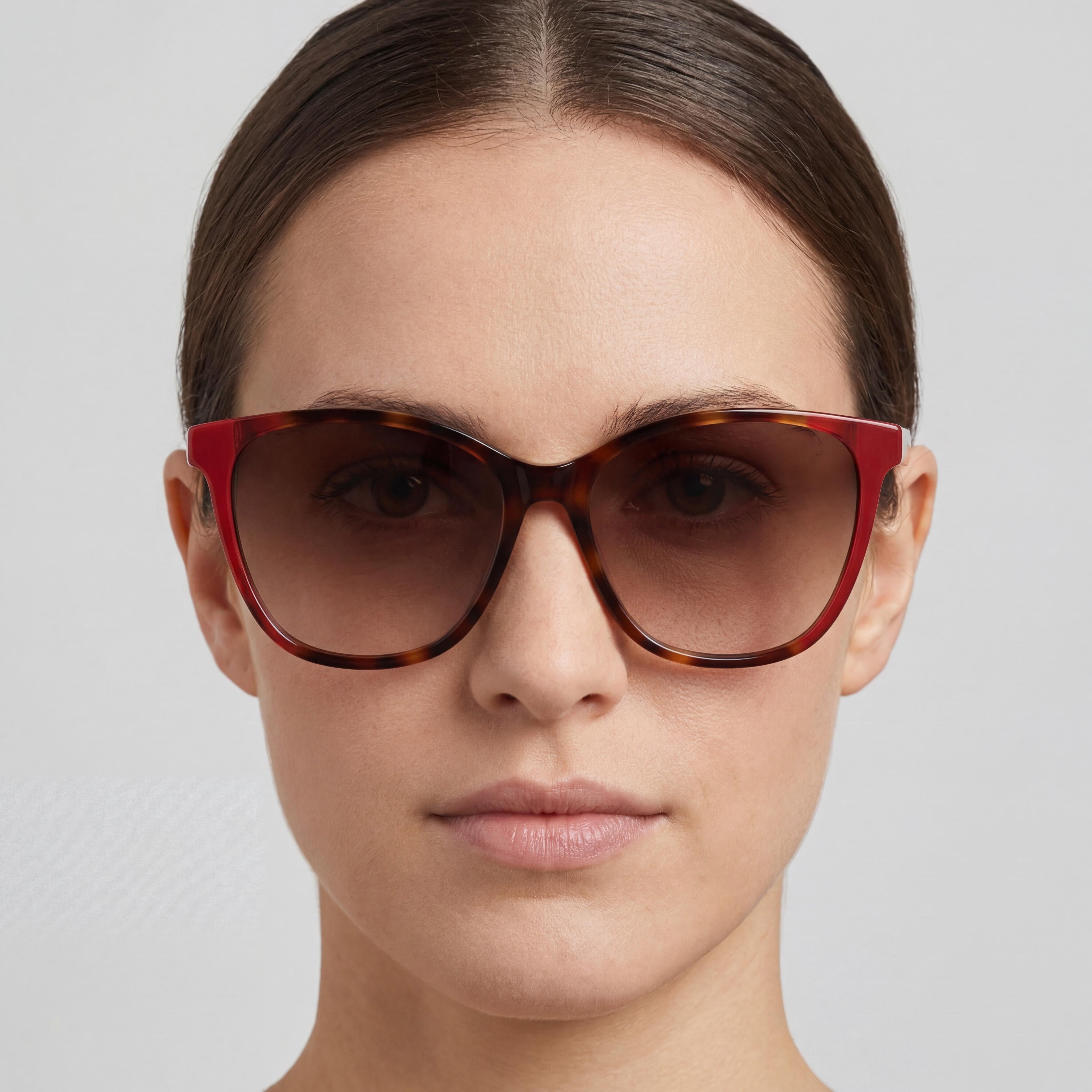 Gafas de sol Carolina Herrera CH 0061/S para mujer, de acetato clásico, montura en rojo habana, lentes degradadas marrones, 57, Photo 5