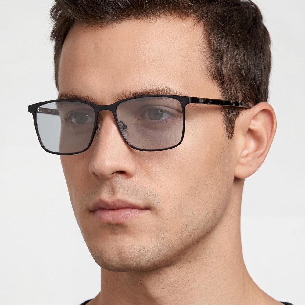 Guess GU50193 Matte Black Rectangle Eyeglasses for Men, 55mm