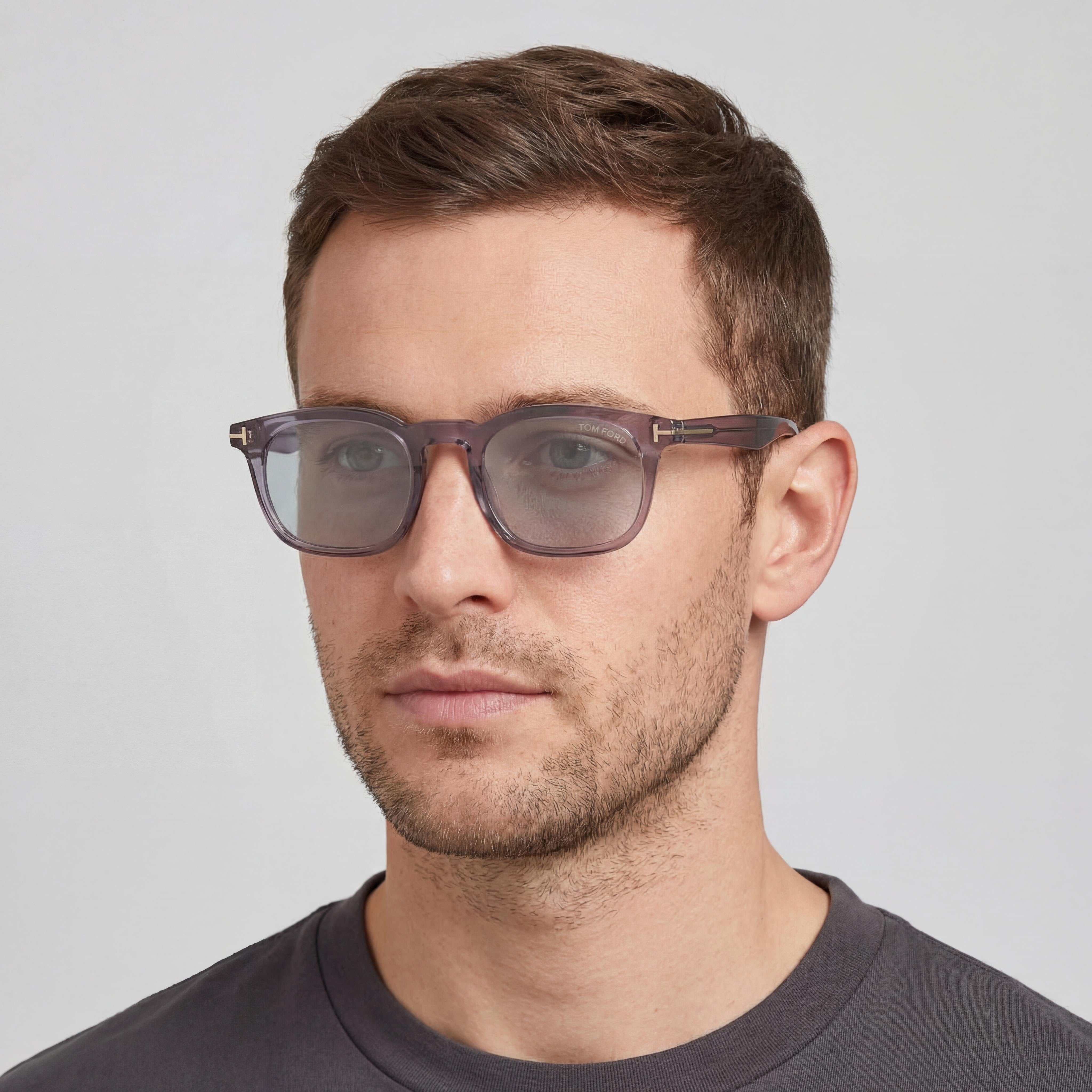 Tom Ford Classic FT1122-D Men's Shiny Grey Plastic Smoke Lens 100% UV Non-Polarized Sunglasses 52mm, Photo 4