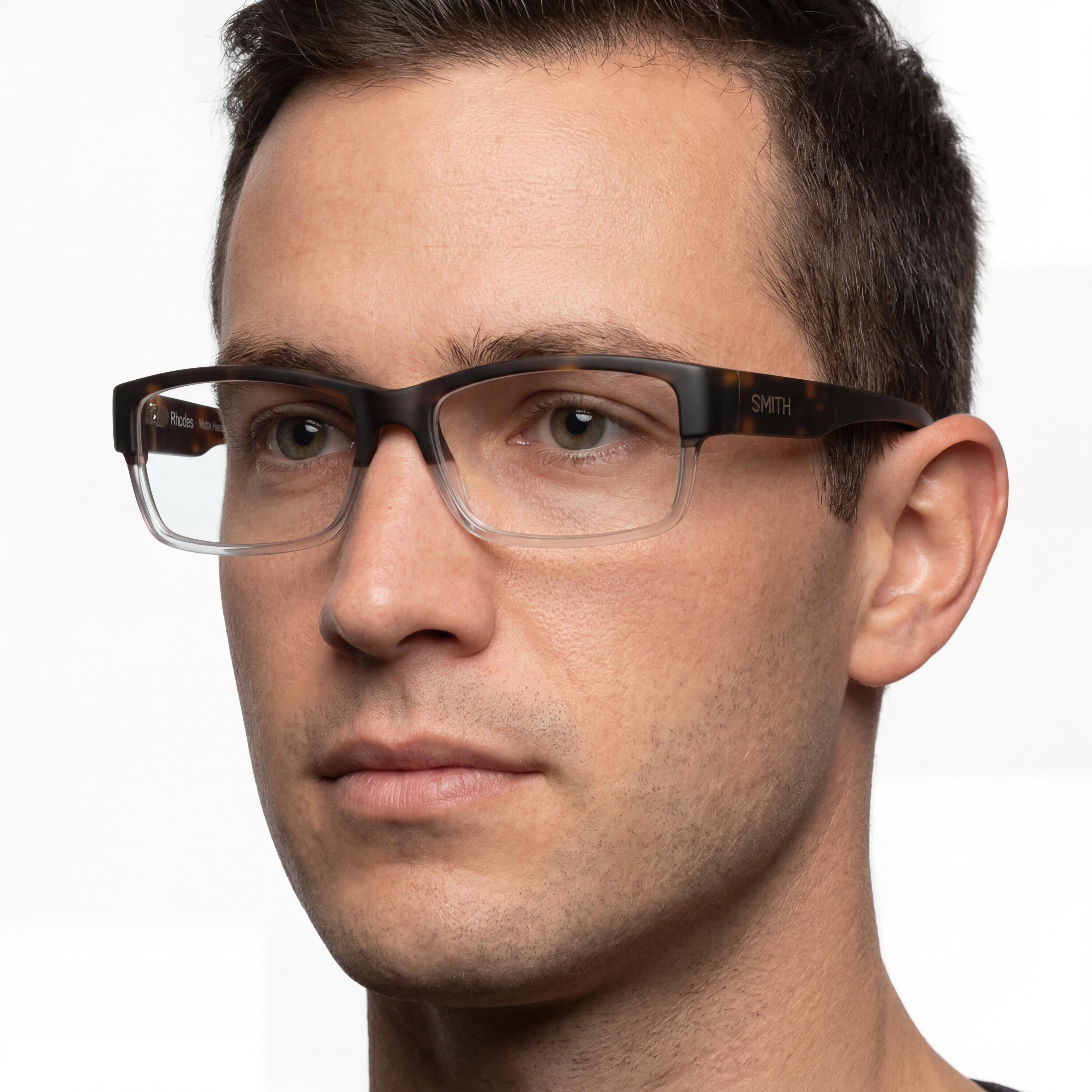 Smith Modern Men's Havana Crystal Acetate Rectangular Eyeglasses featuring a 140mm Temple Length, Photo 3