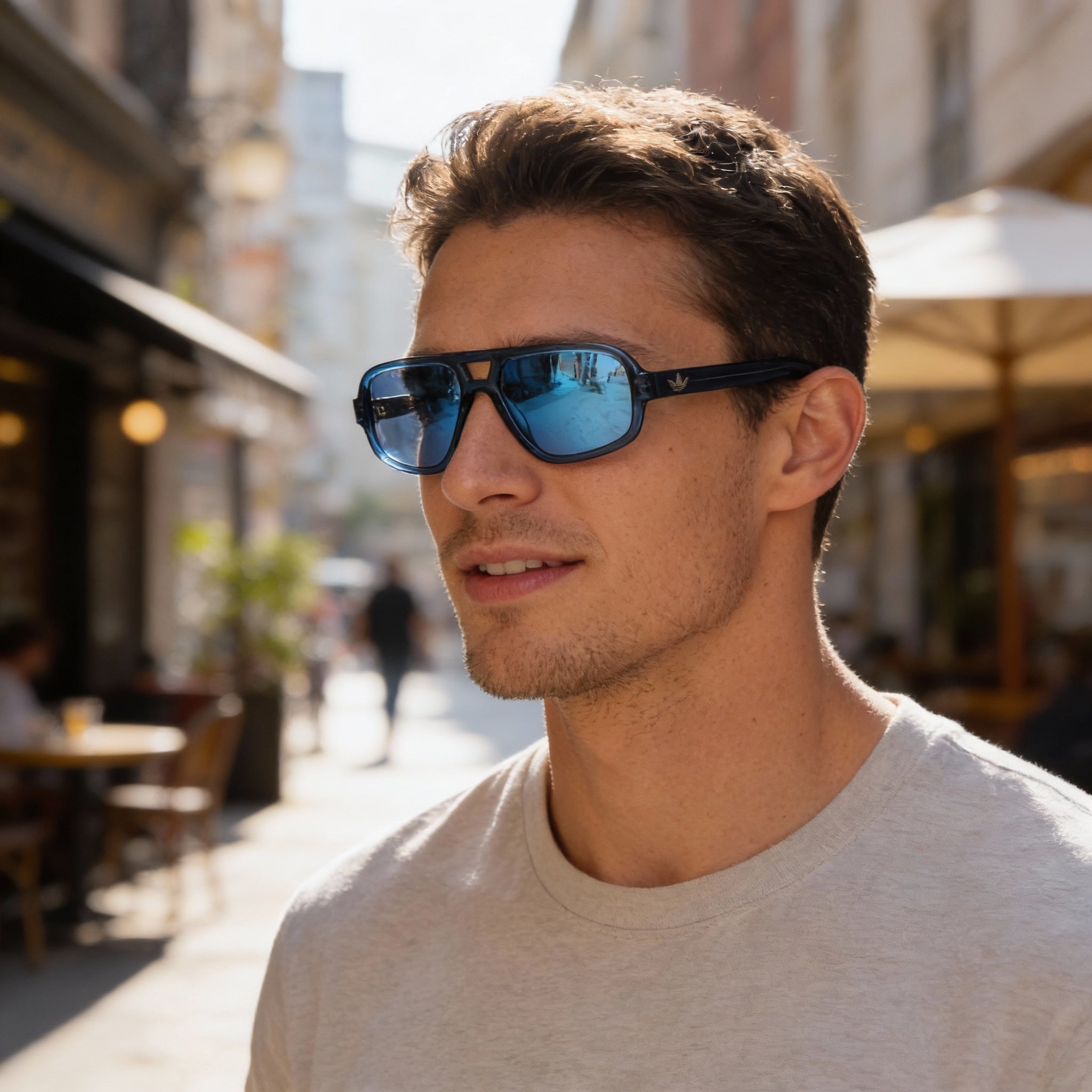 adidas Originals Or0134 Men's Blue Plastic Frame UV 400 Polycarbonate Non-Polarized Eyewear 55mm, Photo 5