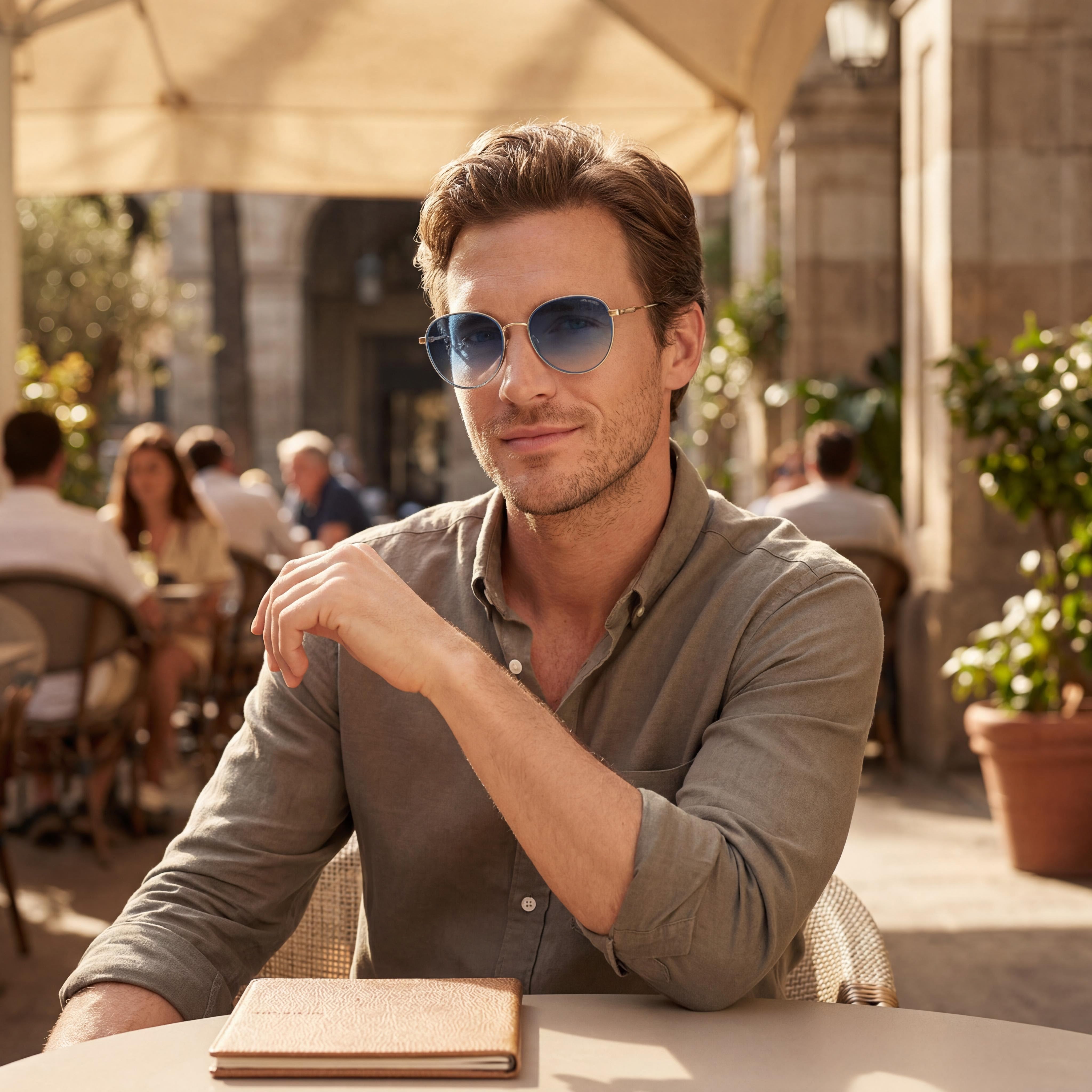 Polaroid Casual Men's Gold Blue Stainless Steel Polarized Sunglasses 56mm, Photo 4