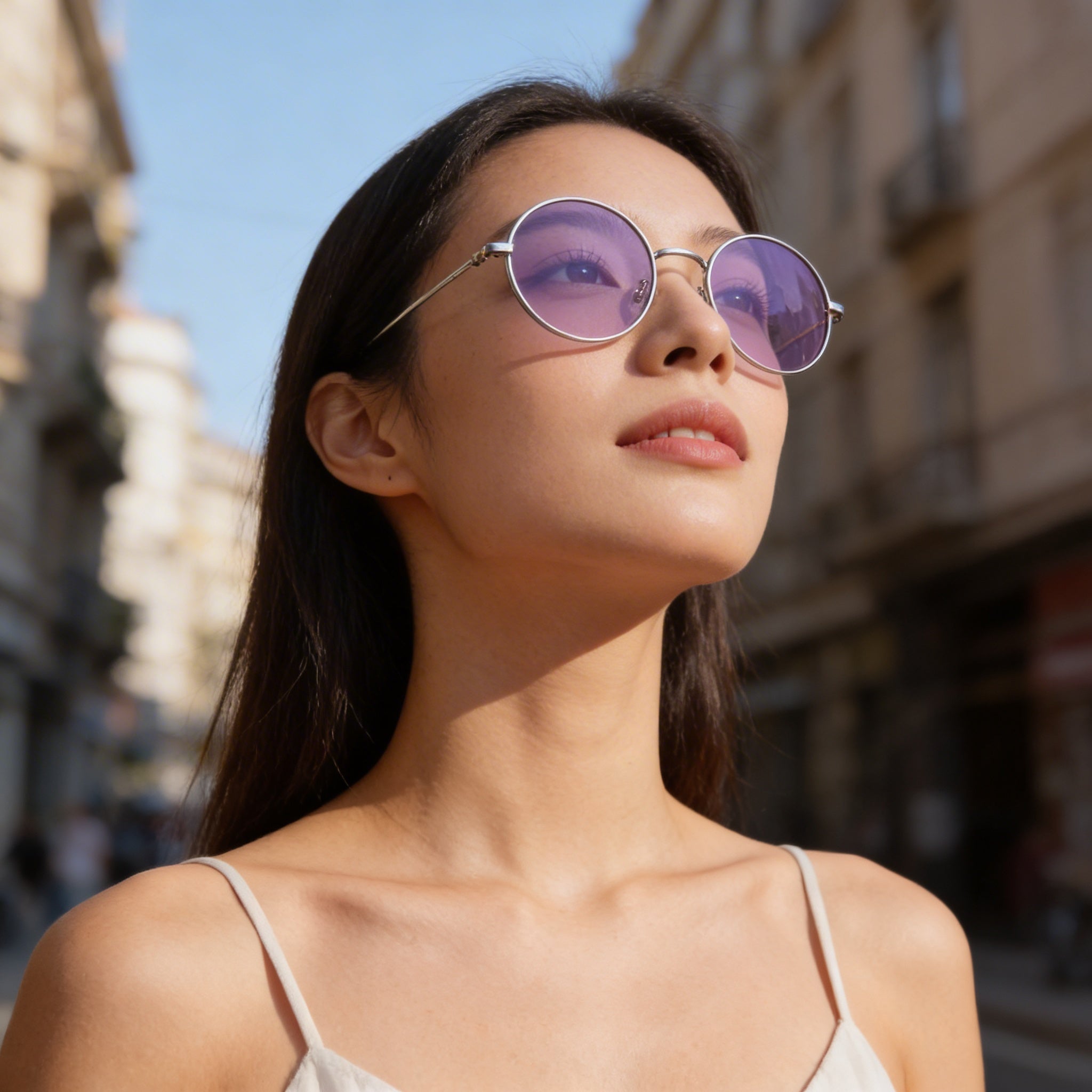 DKNY Women's Sunglasses Plastic Frame UV Protection Non-Polarized Silver Purple 47mm Lens, Photo 4