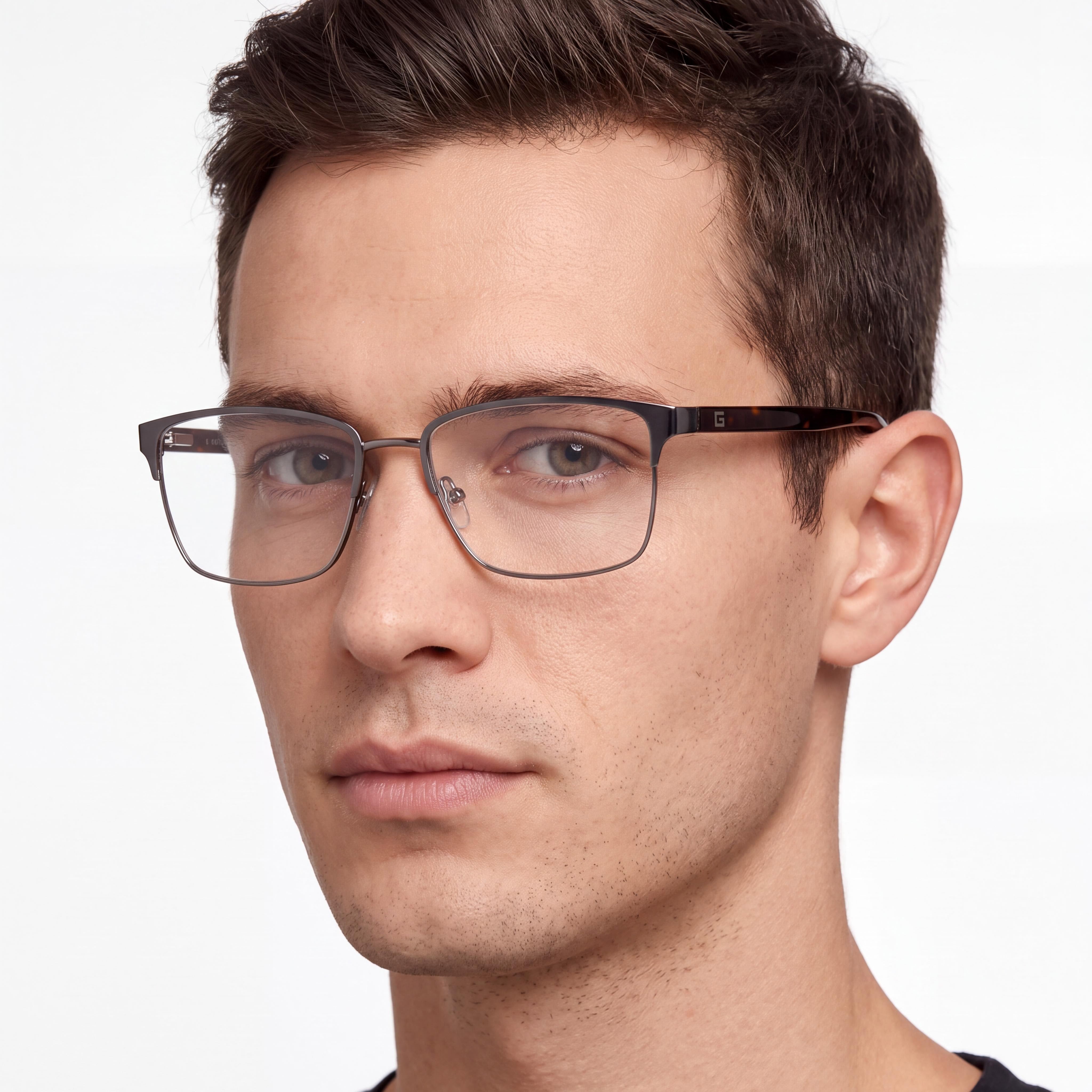 GUESS Gu50070 Men's Grey Metal Frame Eyeglasses for Optical Use with Polycarbonate Demo Lenses 54mm, Photo 4