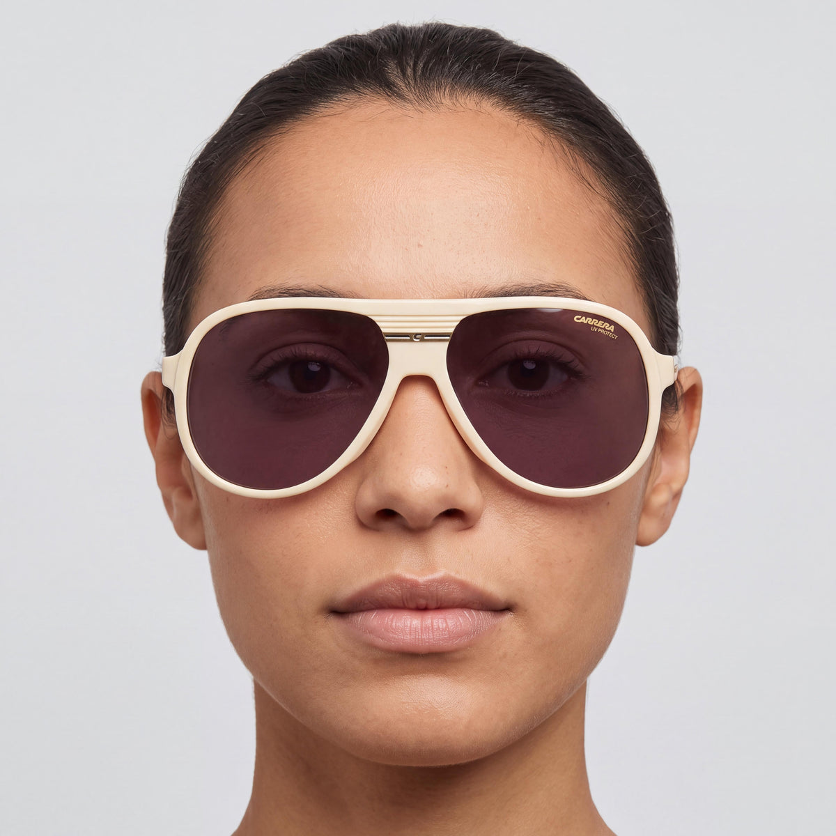 Gafas de sol Carrera C SPORT 07/S para mujer, estilo aviador deportivo y moderno, montura de celulosa color beige, lentes color granate, 59 mm, Photo 4