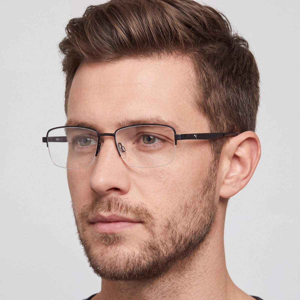 PUMA PE0144O-30008825-001 Men's Black Transparent Metal Square/Rectangle Non- Optical Frames 53-16-140mm, Photo 4