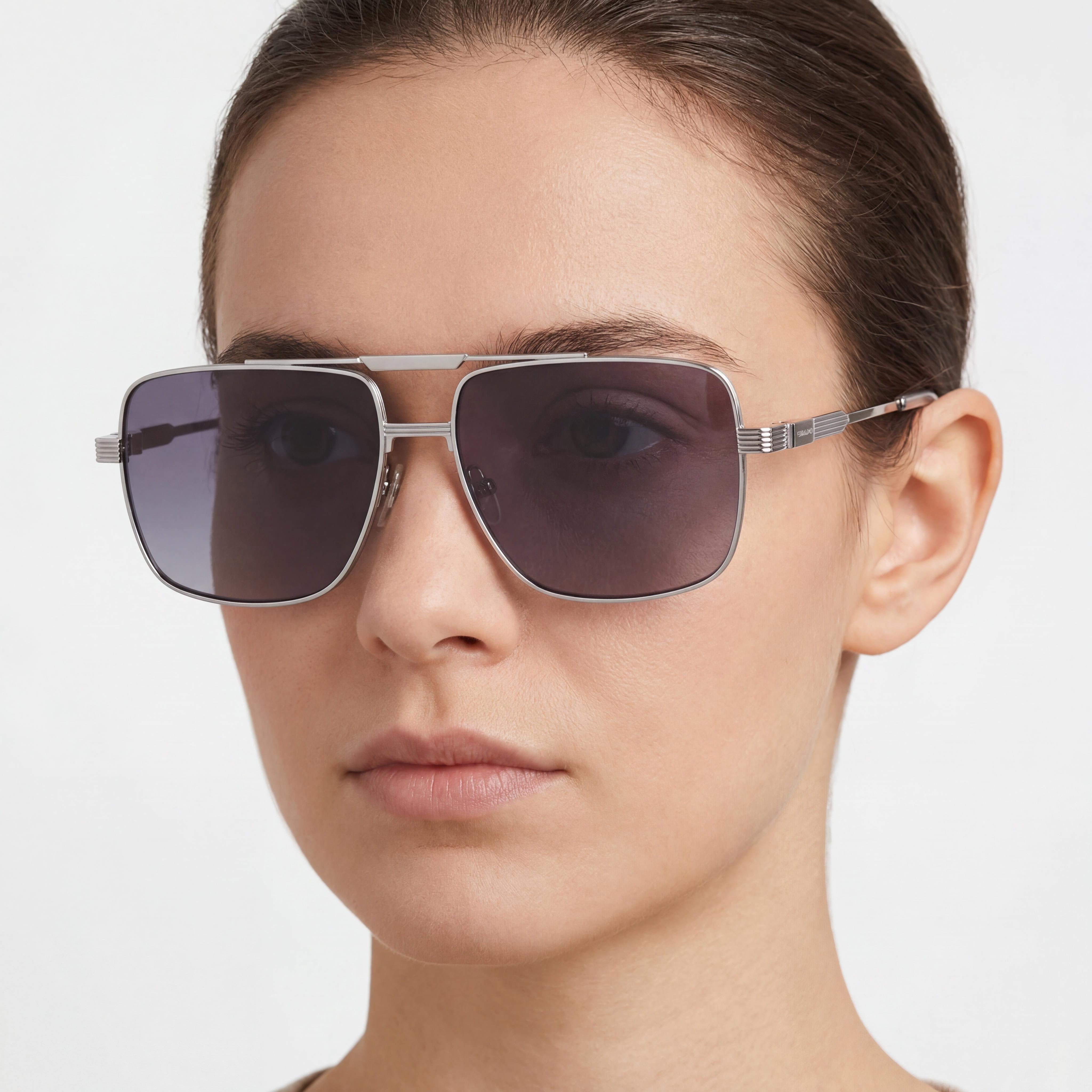 Gafas de sol Ferragamo Sf318sp de titanio rutenio claro para mujer, 60 mm, Photo 5