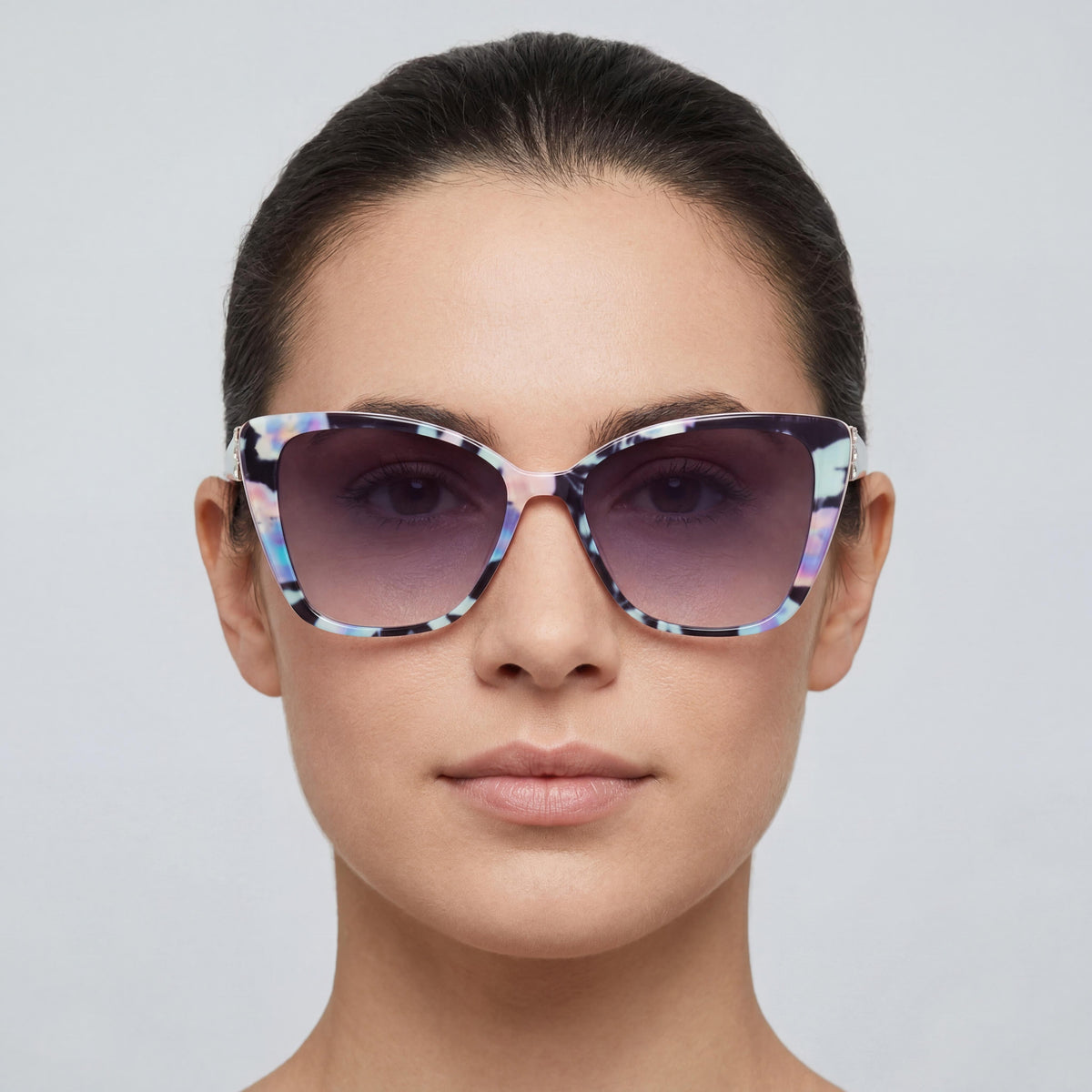 BEBE Lentes clásicos florales de acetato jet para mujer, 55 mm, protección UV, lente multicolor no polarizada, Photo 4