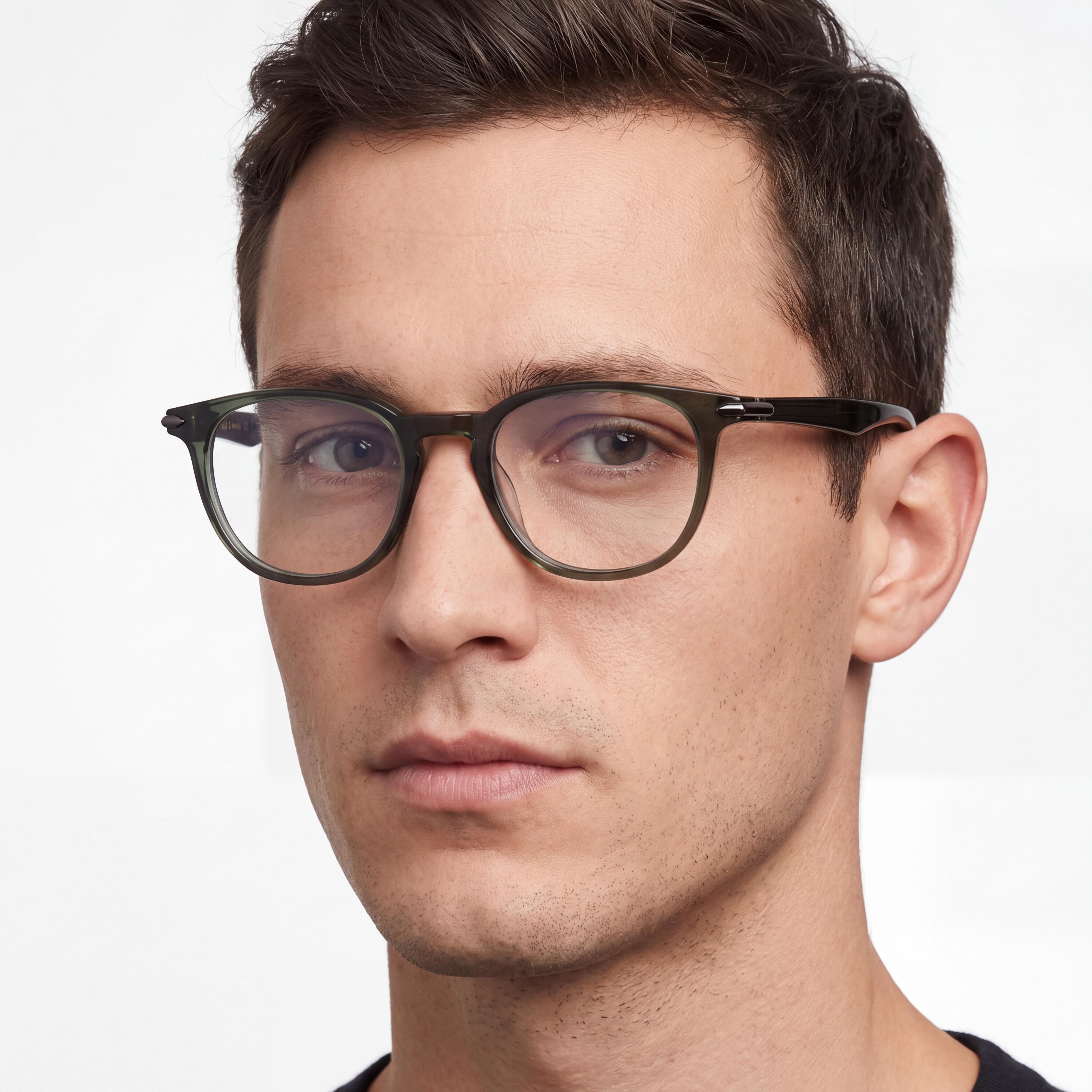 rag & bone Men's Casual Eyeglasses, Dark Grey Acetate Frame with Transparent Lenses 50-20-145, Photo 4
